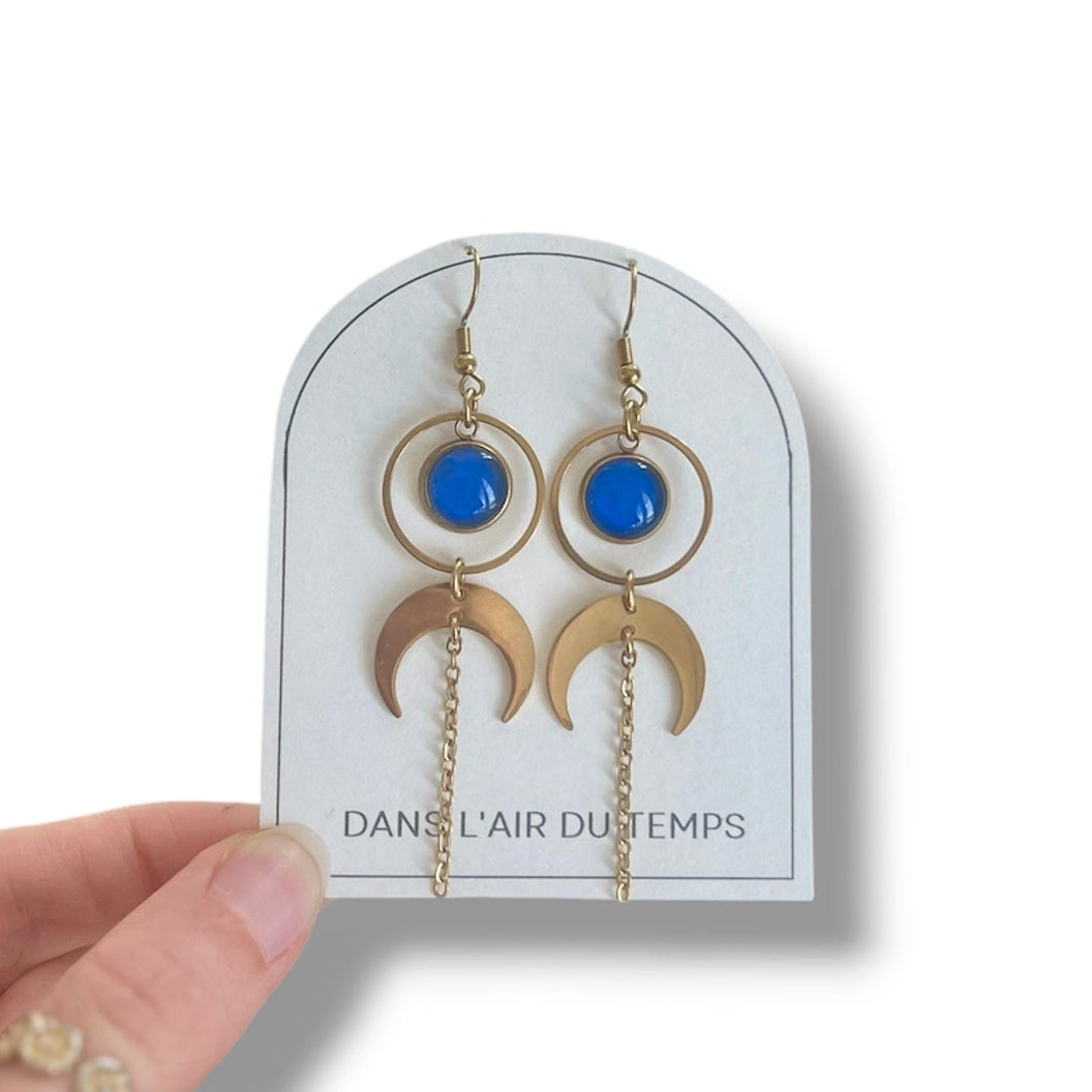 Blue moon mismatched Earrings 