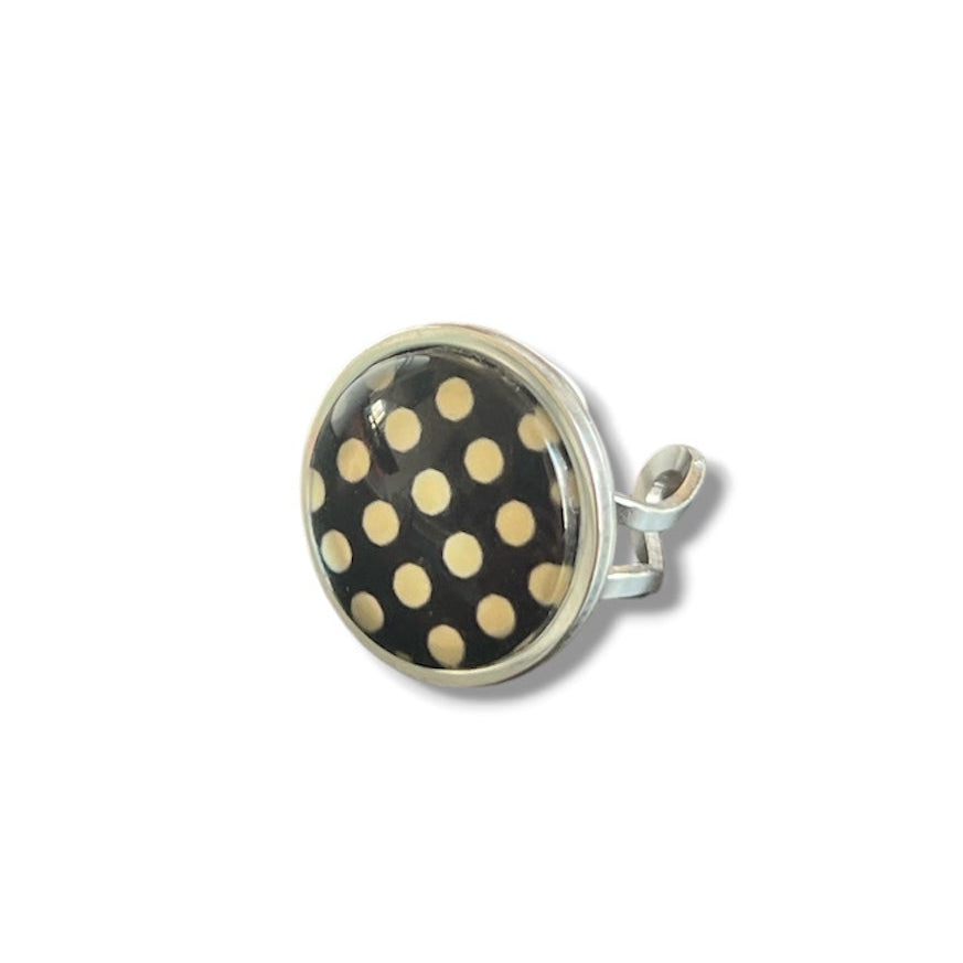 Black and White Polka Dot Ring