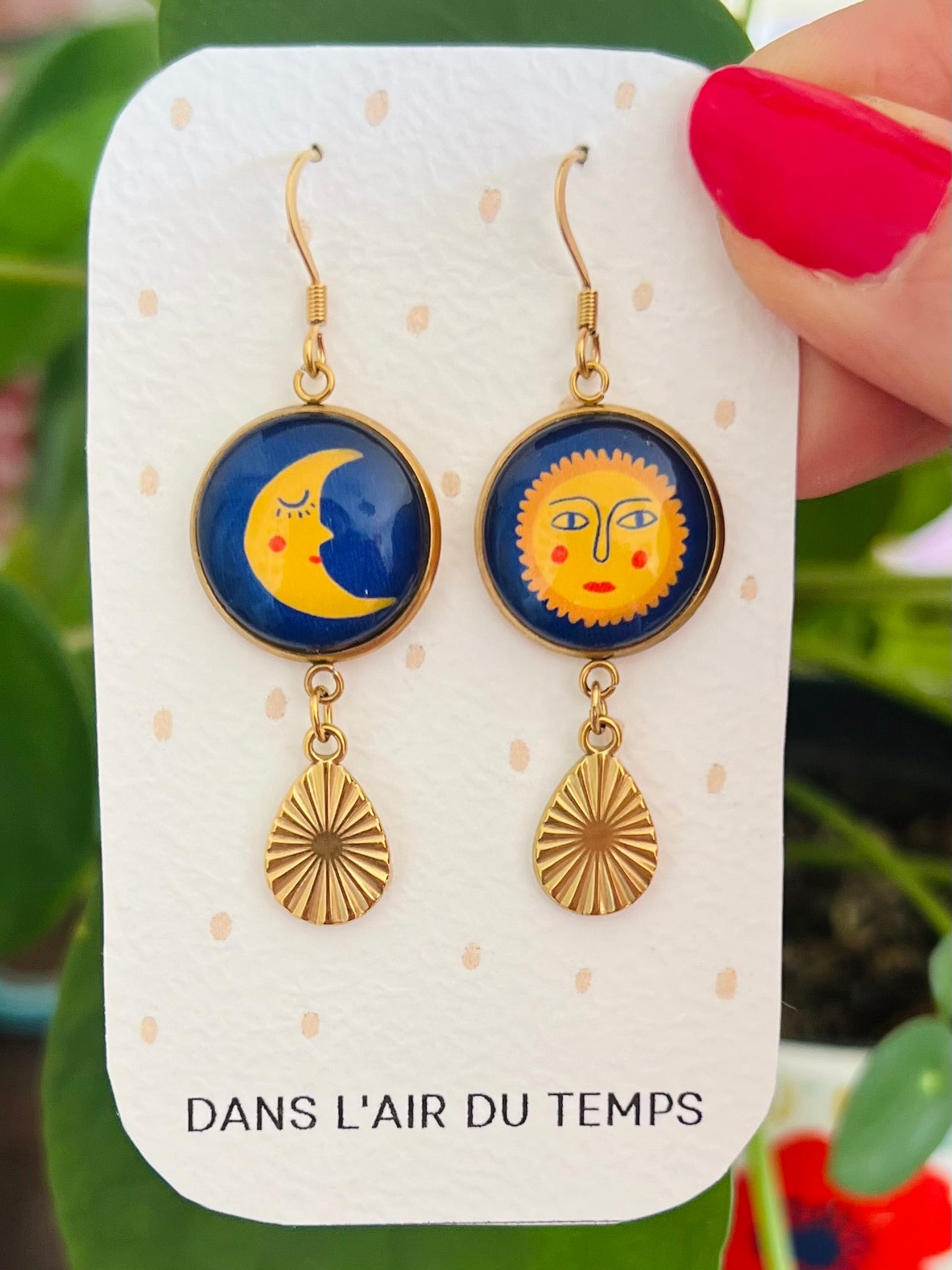 Mismatched Sun and Moon earrings