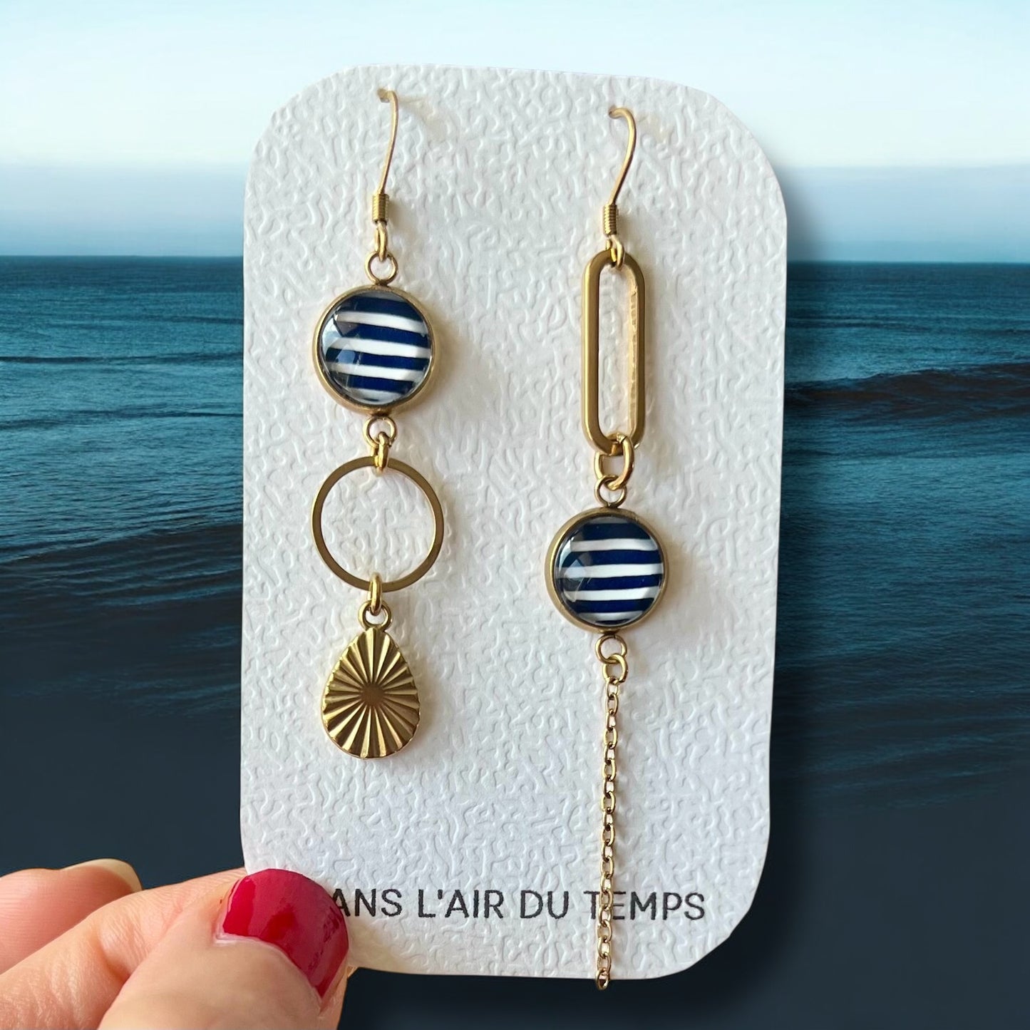 Green mismatched Earrings 