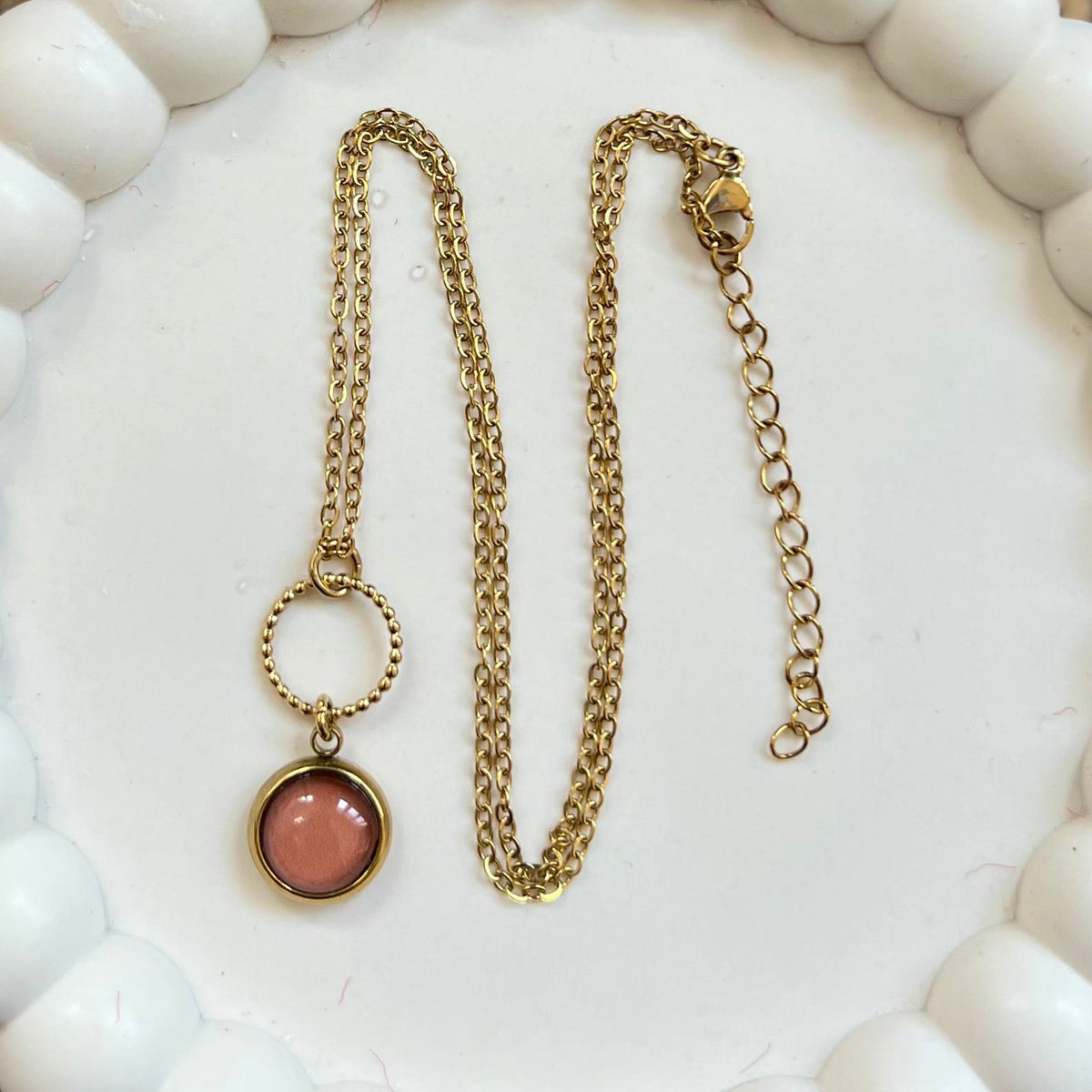 Boho Orange FLORAL Necklace - Golden or silver finish