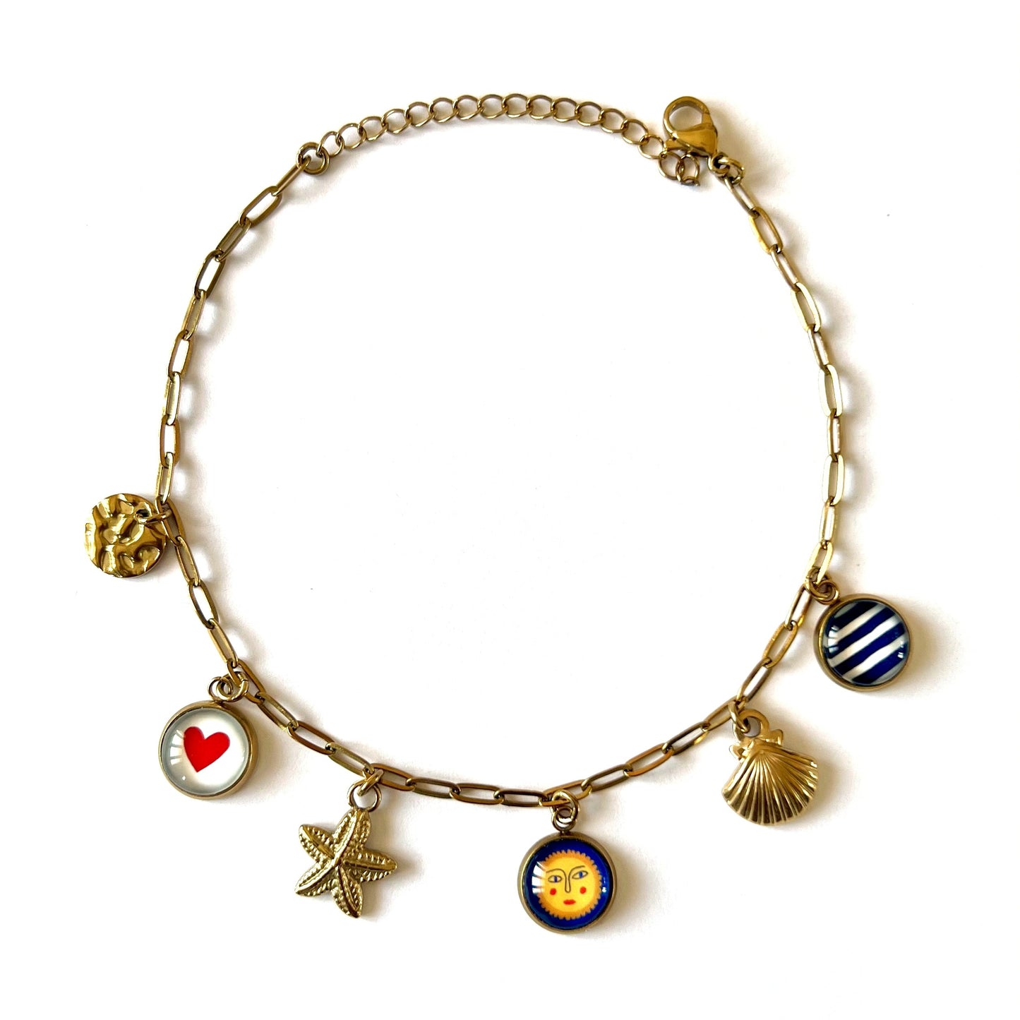 Bracelet de cheville breloques soleil