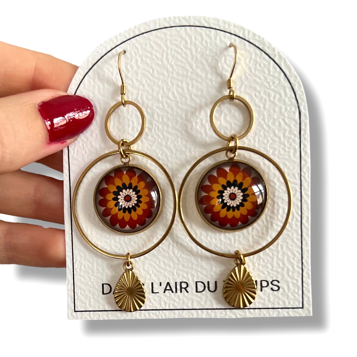 BOUCLES D'OREILLES mandala marron