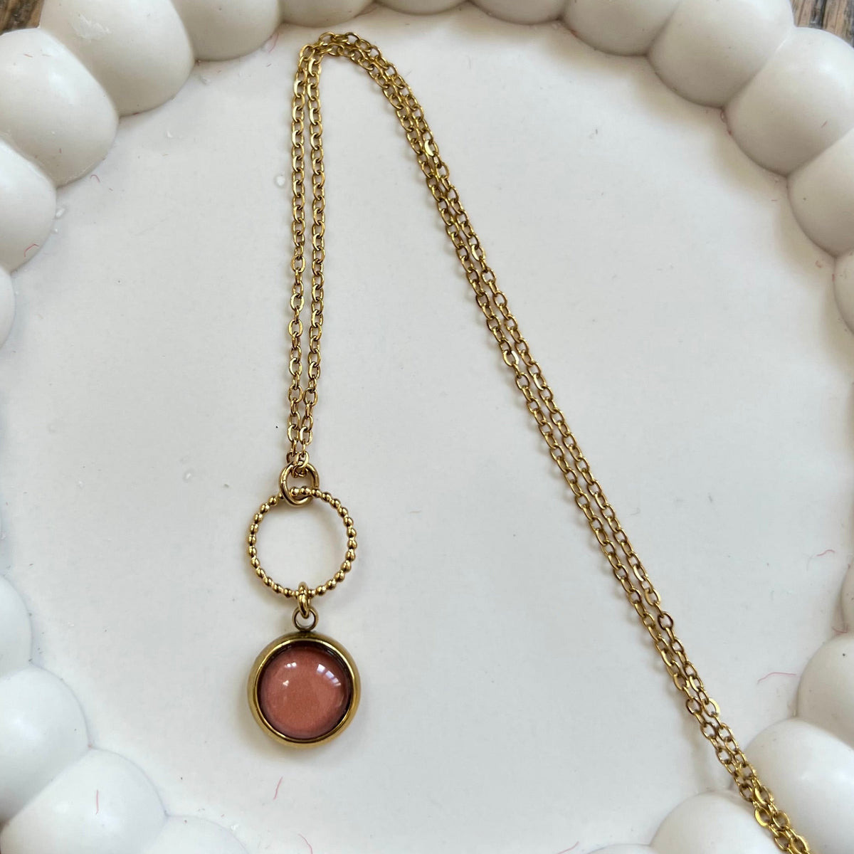 Boho Orange FLORAL Necklace - Golden or silver finish