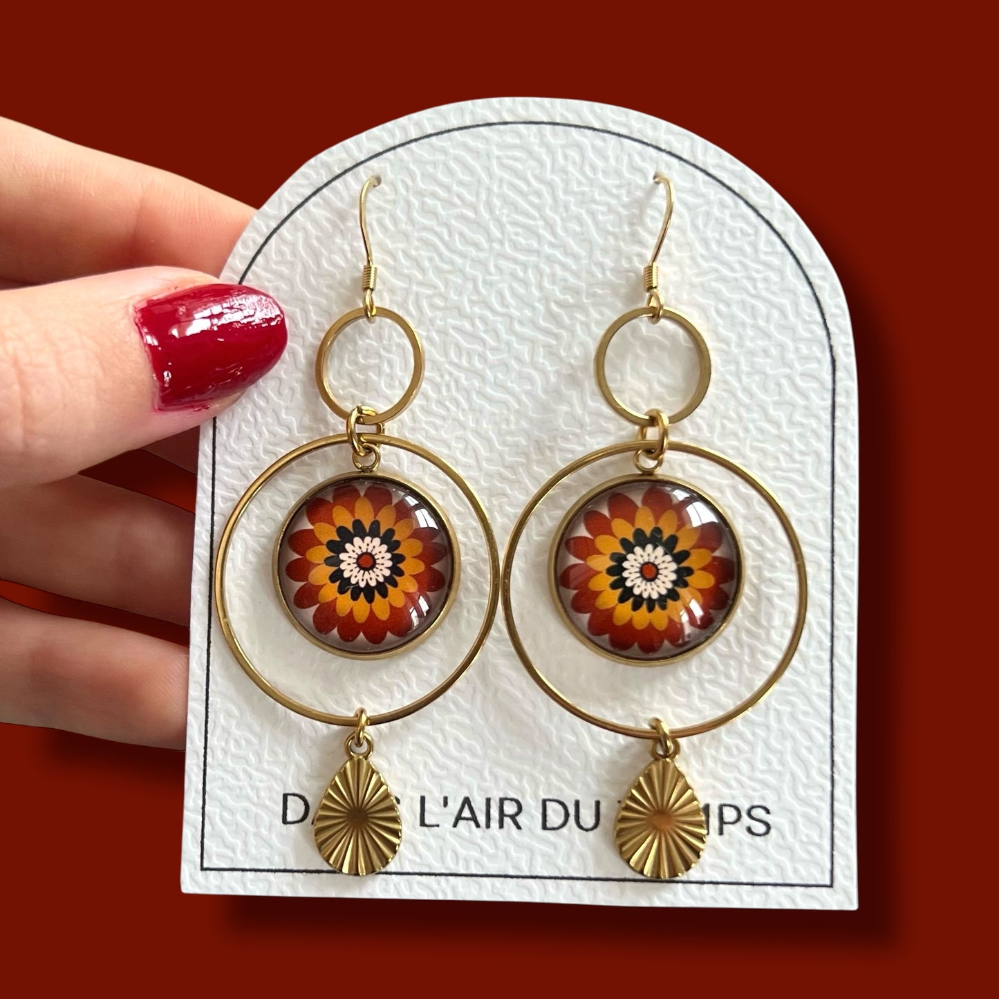 BOUCLES D'OREILLES mandala marron