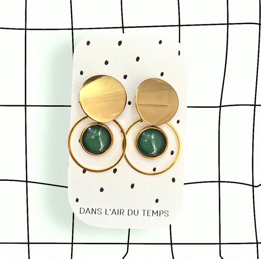 Boucles d'oreilles pendantes vert forêt