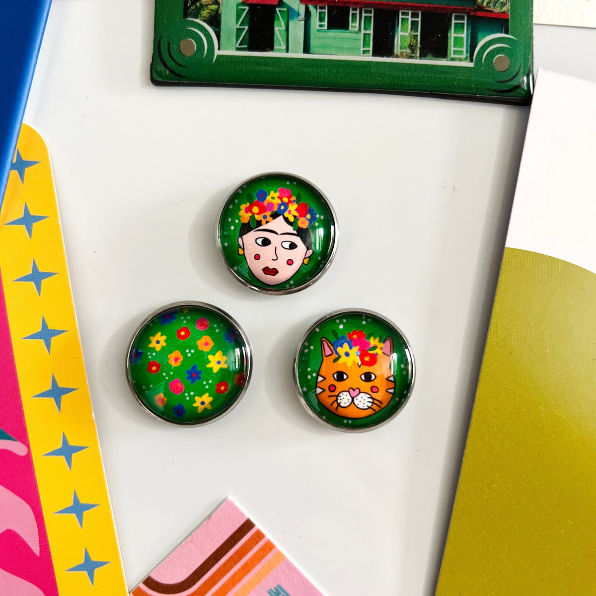 colorful bird pin badge