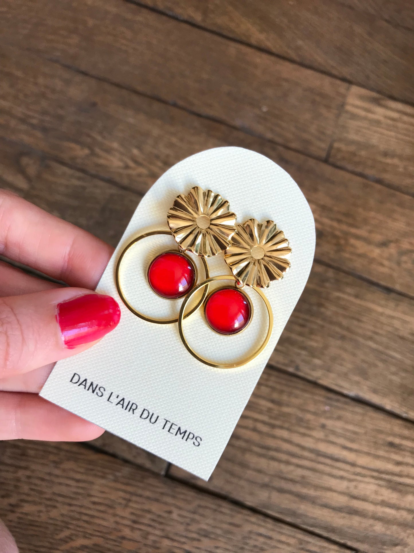 Red Boho Dangle Earrings