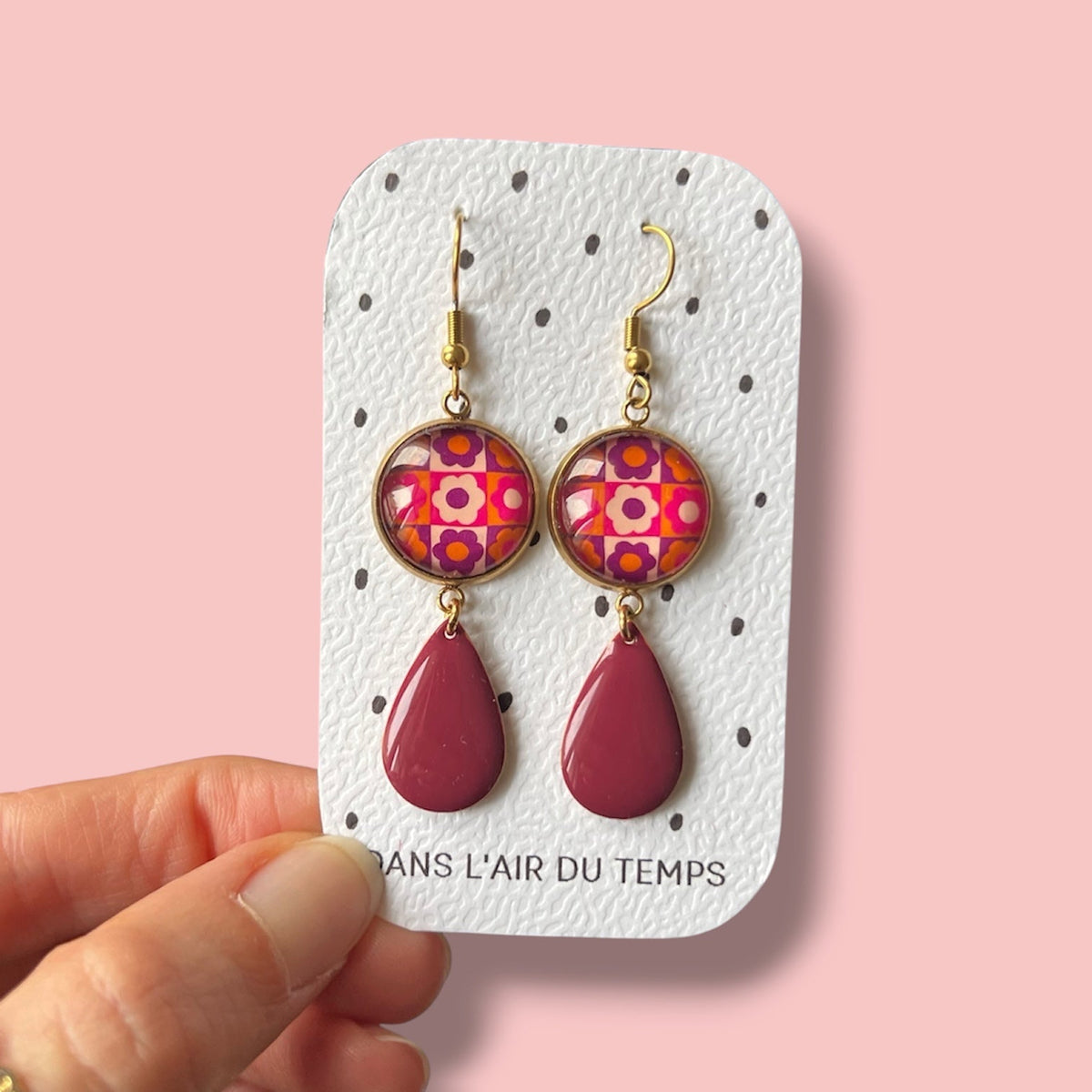 BOUCLES D'OREILLES pendantes fleurs rétro