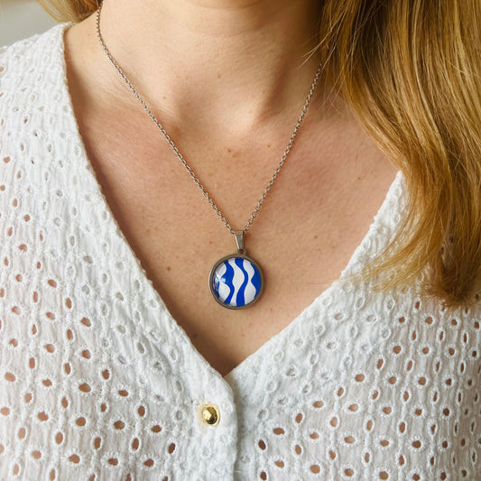 Blue and white waves NECKLACE