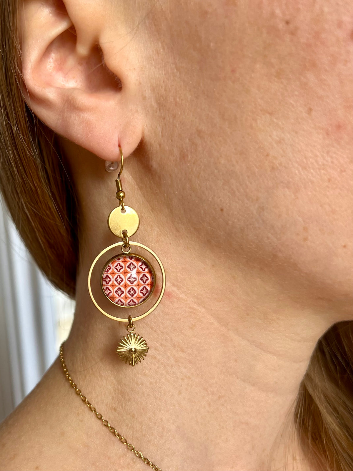 Boucles d'oreilles ethniques bohèmes oranges