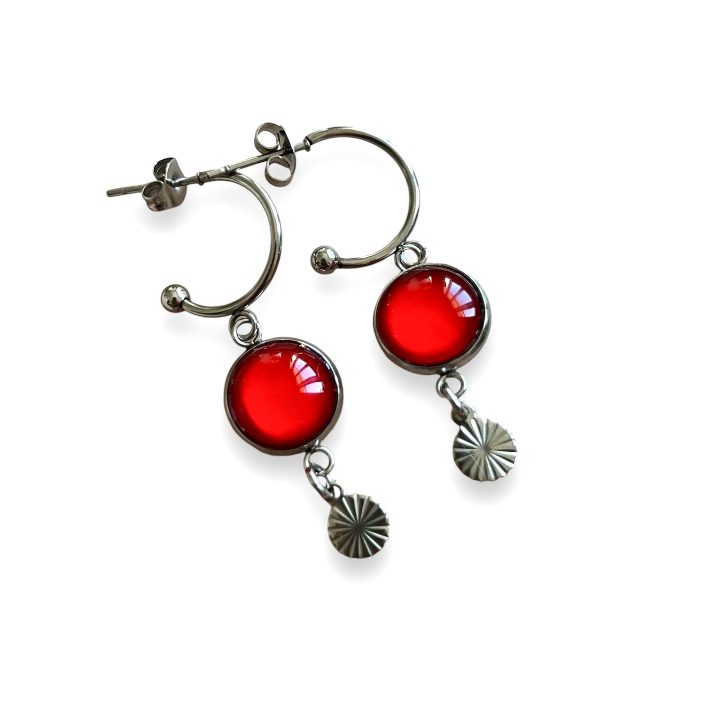 Red golden/ silver HOOP EARRINGS