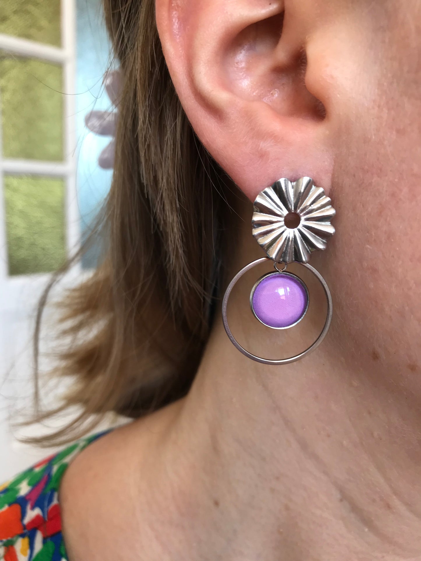 Lilac Boho Dangle Earrings