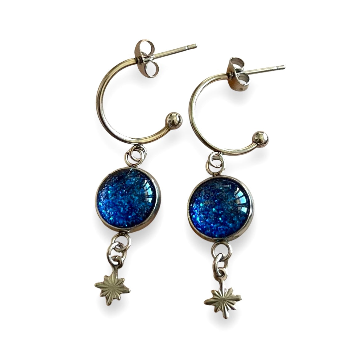 Blue glitters HOOP EARRINGS