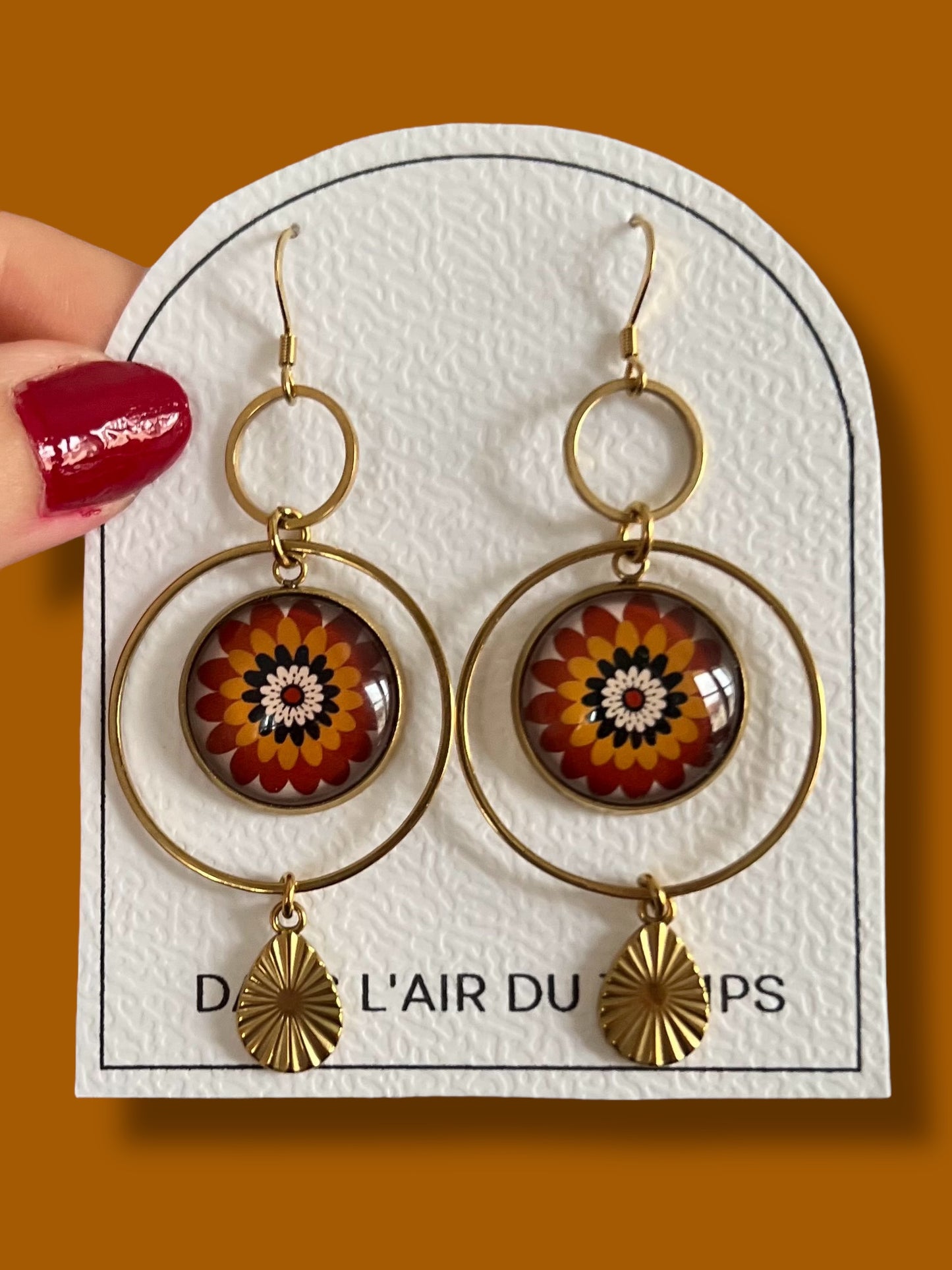 BOUCLES D'OREILLES mandala marron