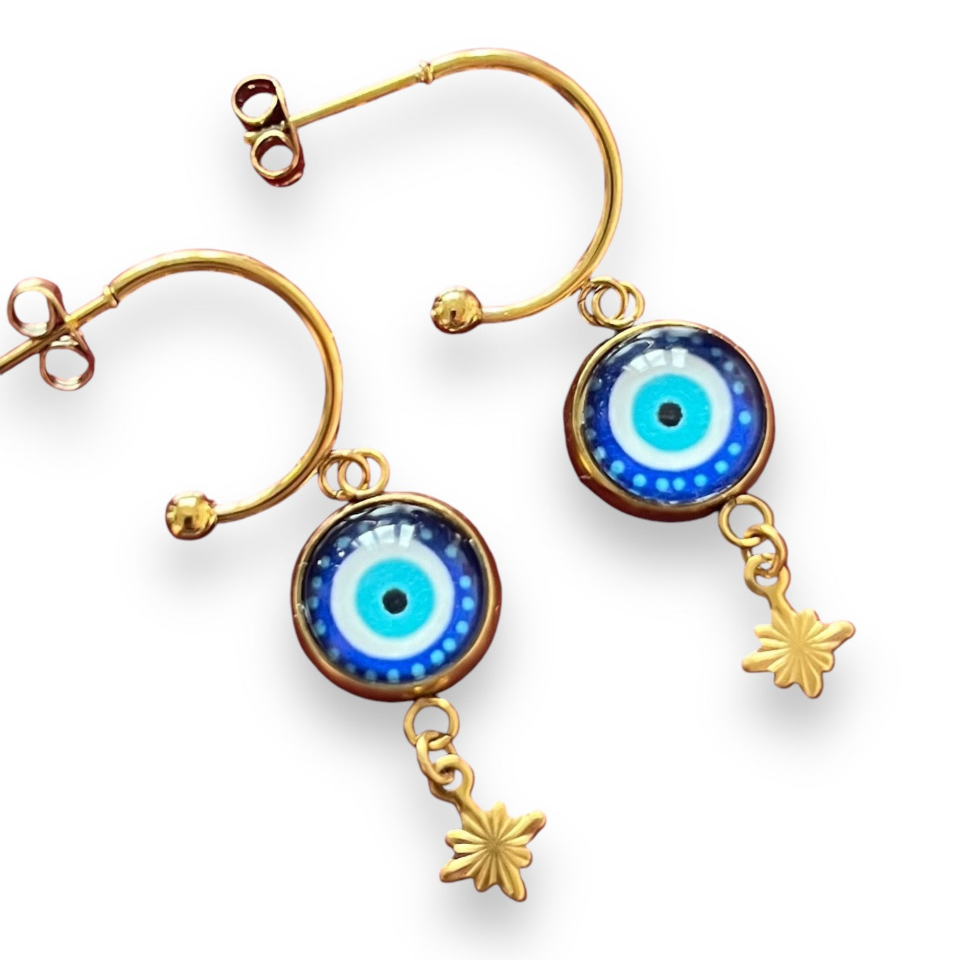 Evil eyes golden HOOP EARRINGS