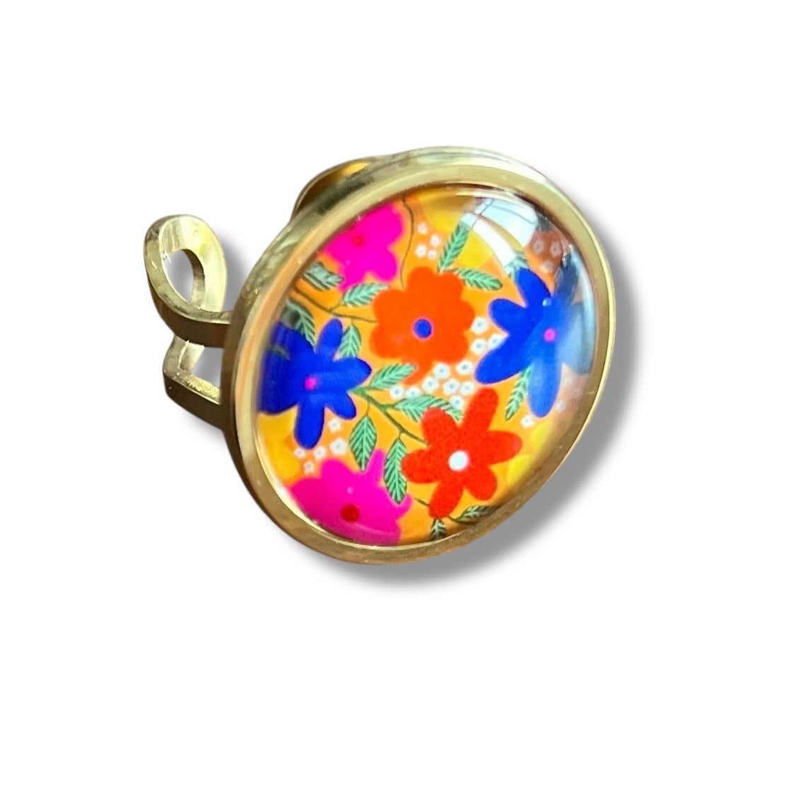 Colorful and yellow liberty Floral Ring, Golden or Silver Finish
