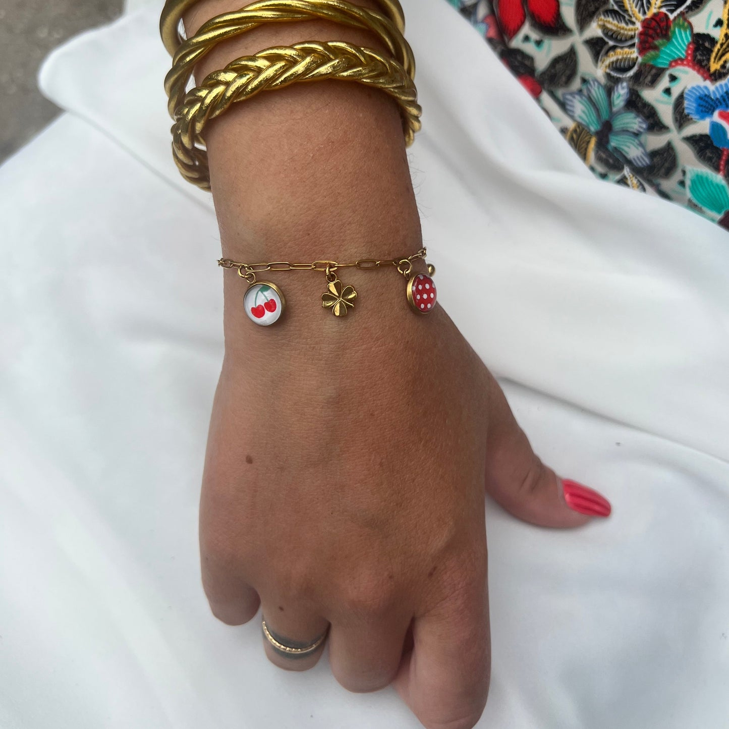 Bracelet breloques cerises