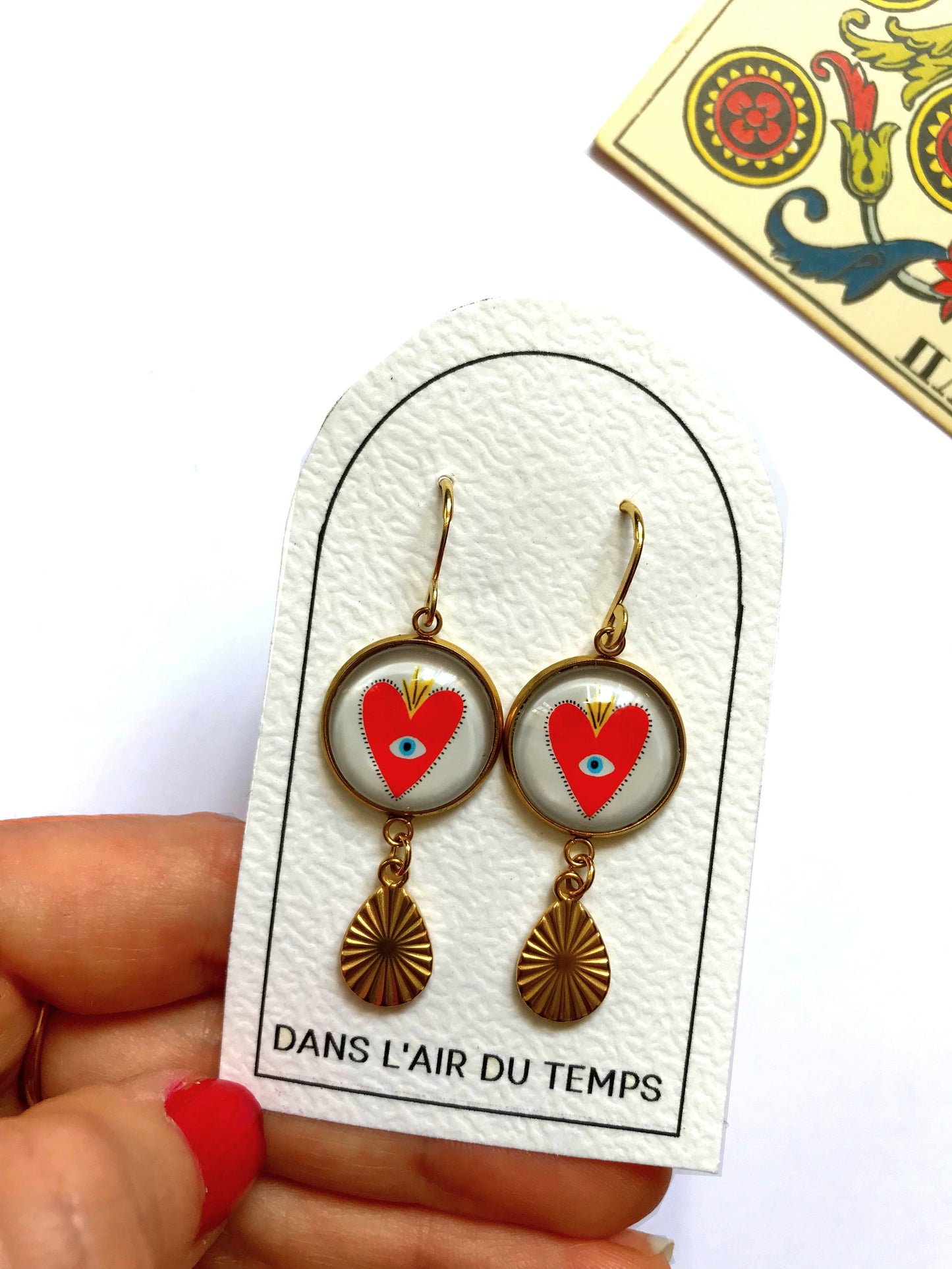 Red Sacred Heart earrings