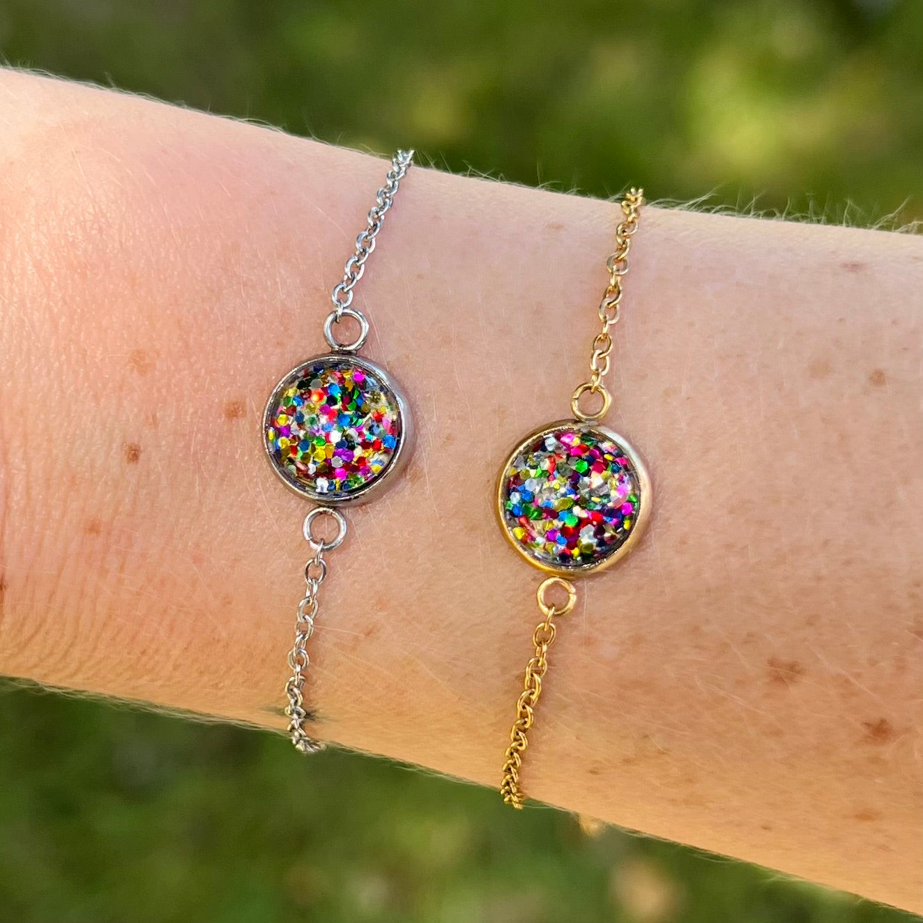 Bracelet Acier Inoxydable Paillettes Multicolores