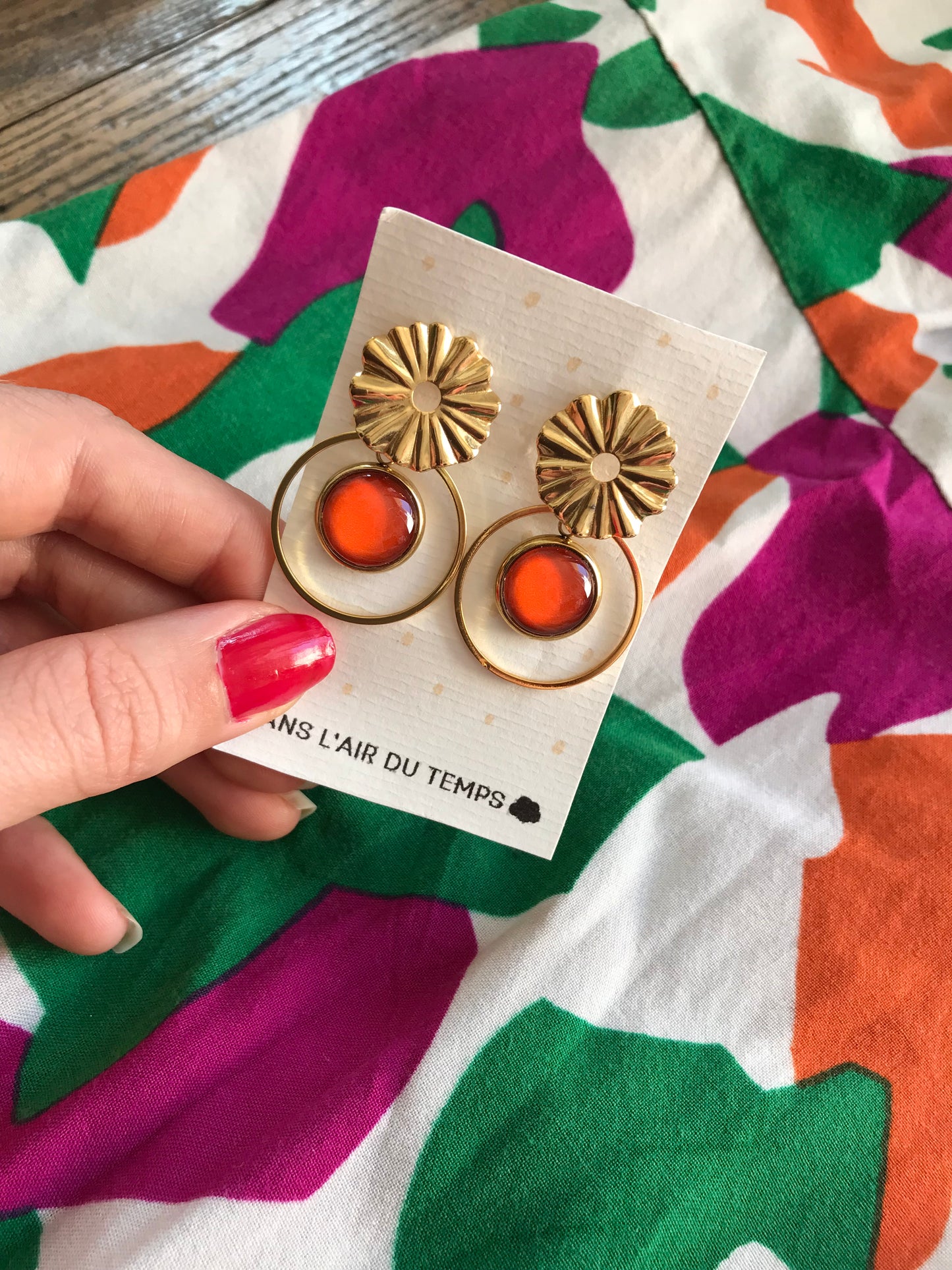 Orange boho Dangle Earrings