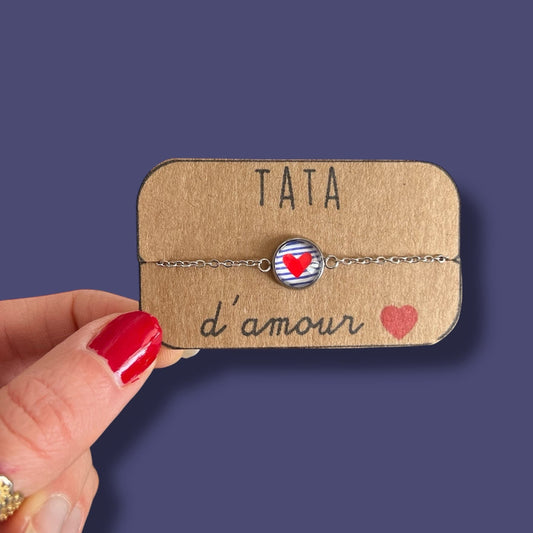 Red Heart aunt Bracelet, golden or silver finish