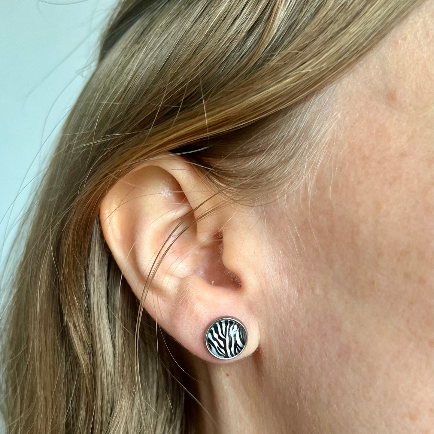 Zebra pattern "Telle mère, Telle Fille!" Stud Earrings