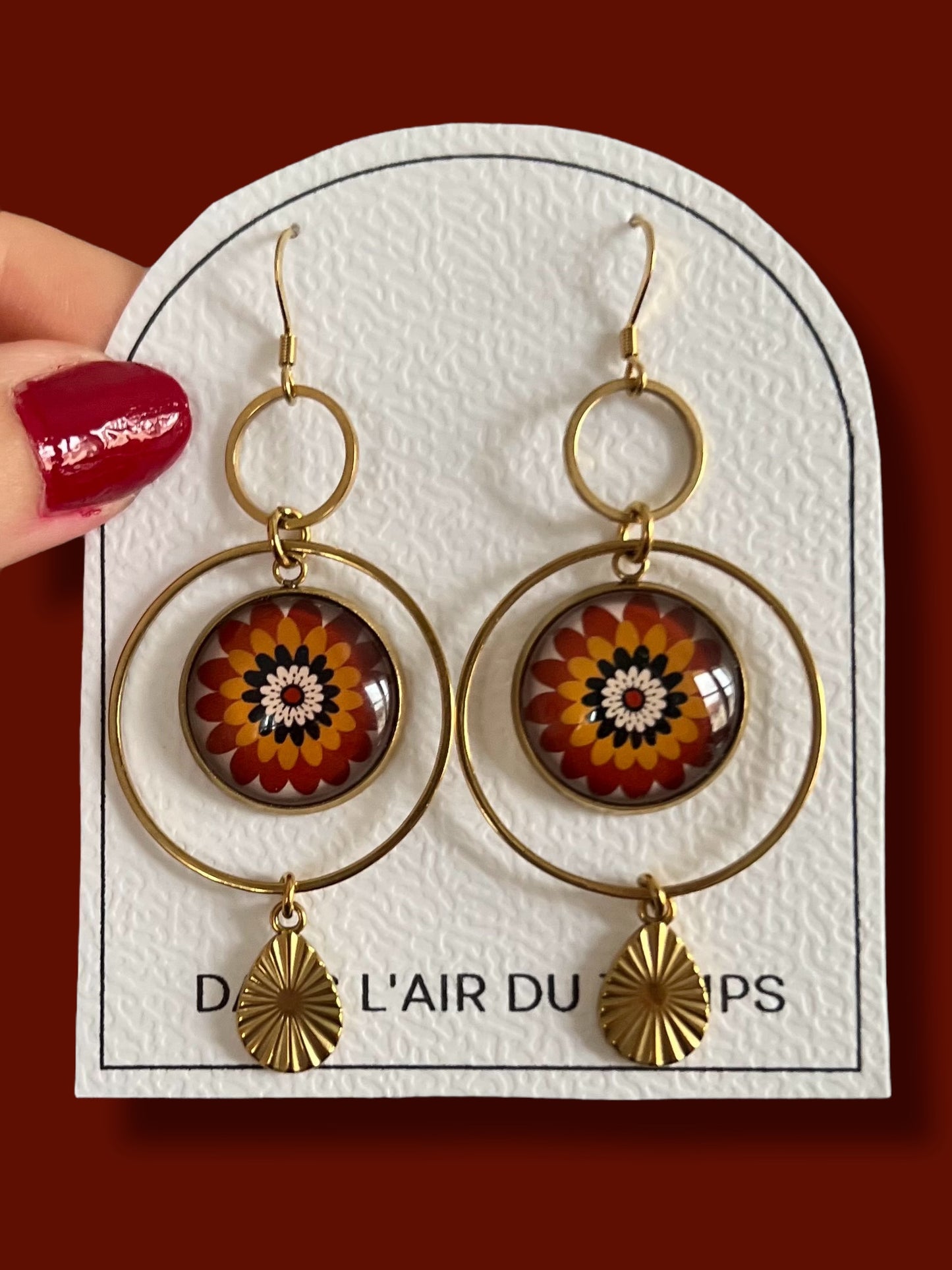 BOUCLES D'OREILLES mandala marron