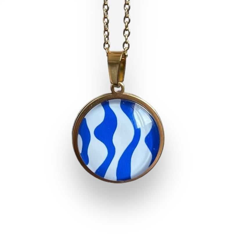 Blue and white waves NECKLACE