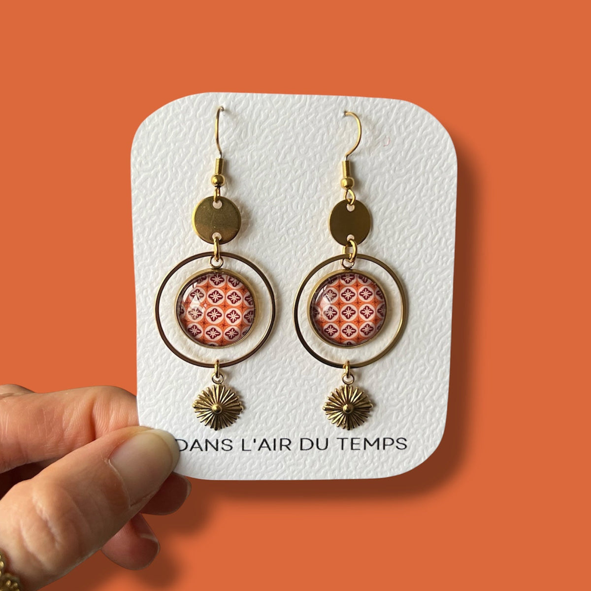 Boucles d'oreilles ethniques bohèmes oranges