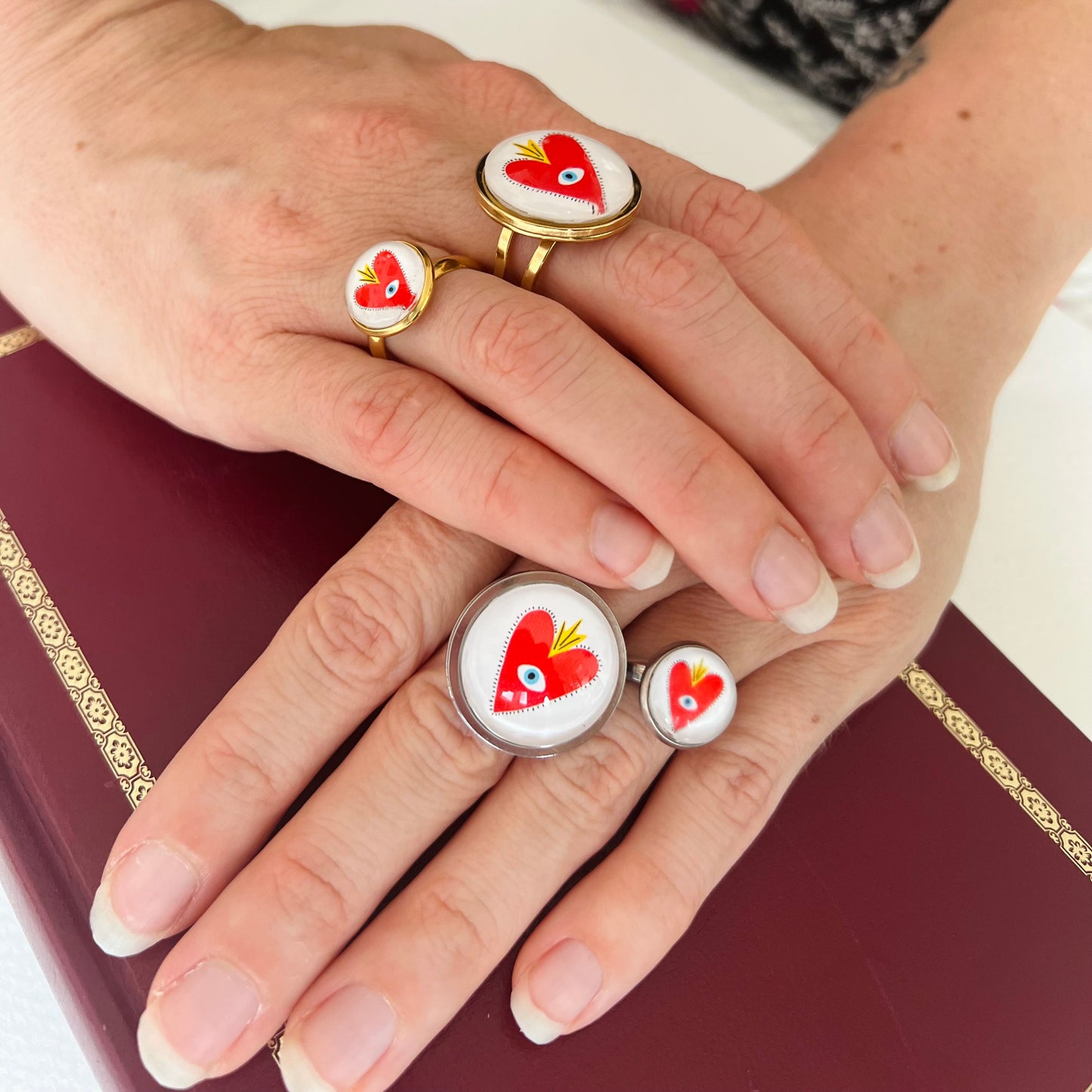 Pink and Red Hearts Ring