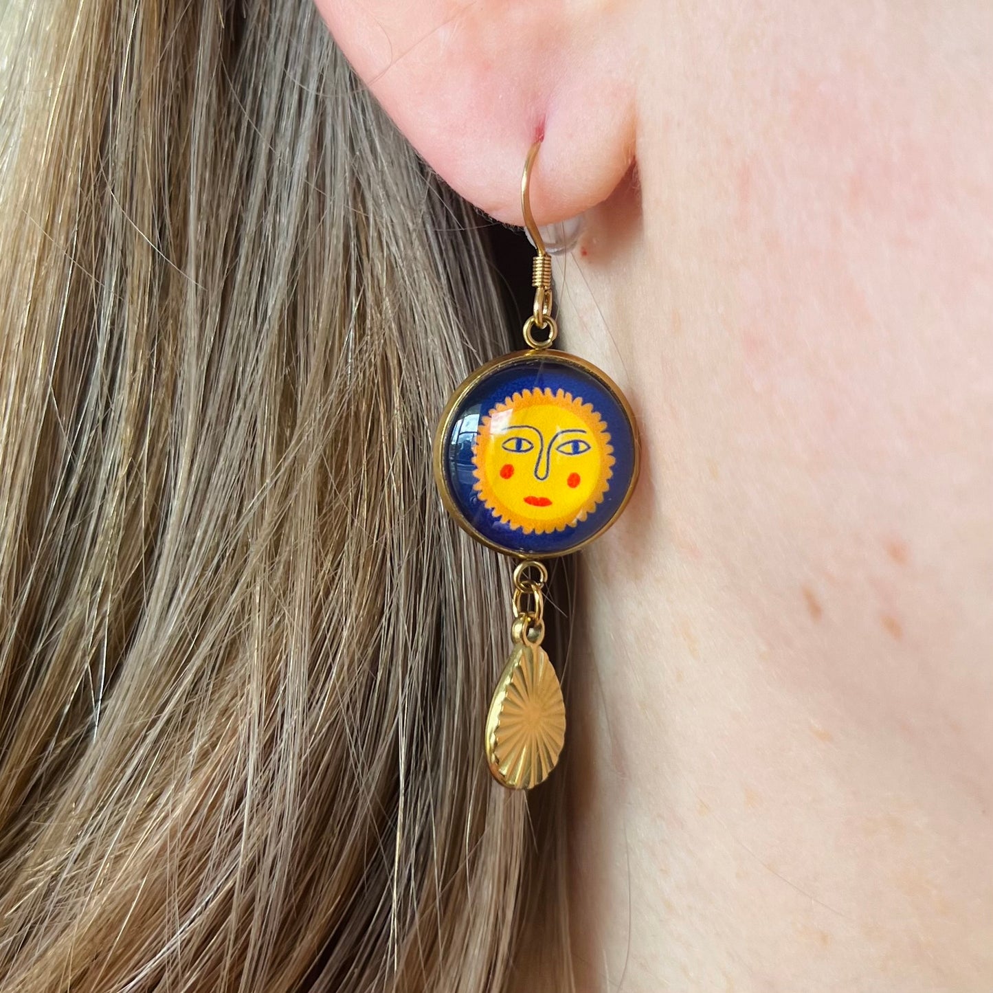 Mismatched Sun and Moon earrings