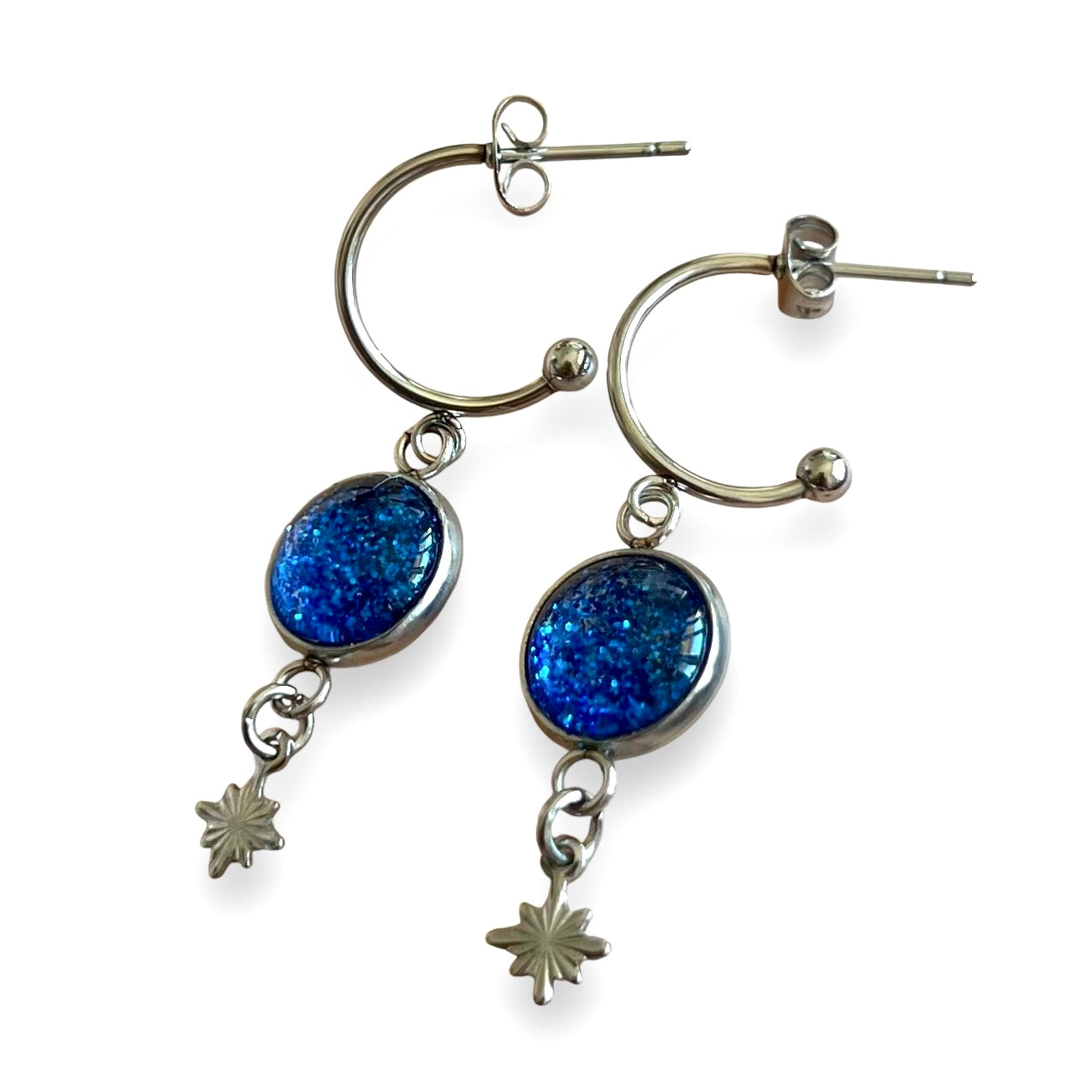 Blue glitters HOOP EARRINGS