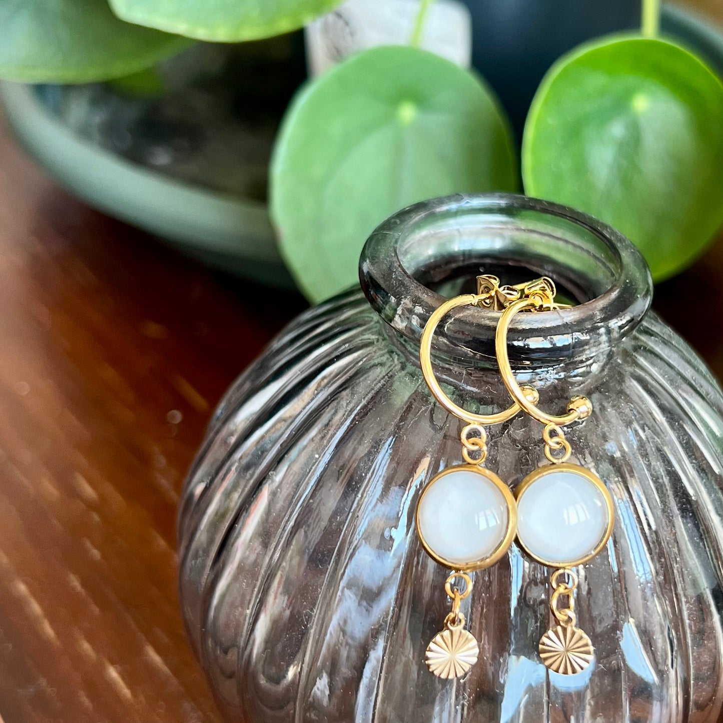 Beige golden/ silver HOOP EARRINGS