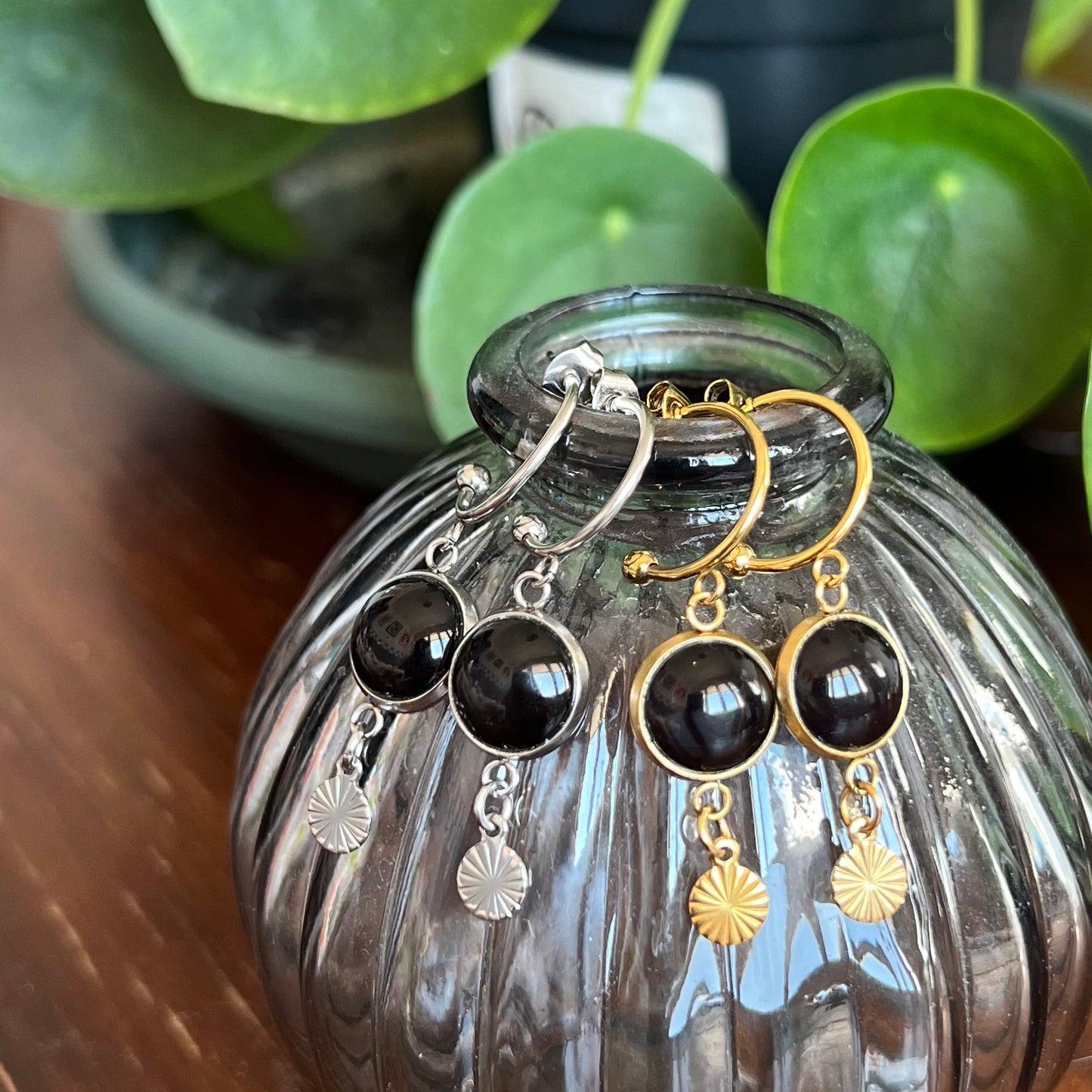 Black golden/ silver HOOP EARRINGS