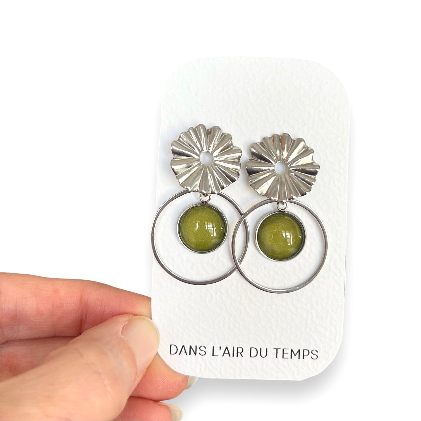 Boucles d'oreilles bohèmes kaki