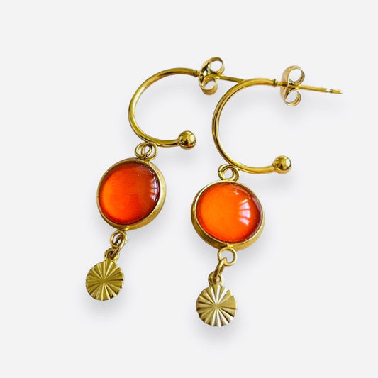 Orange golden/ silver HOOP EARRINGS