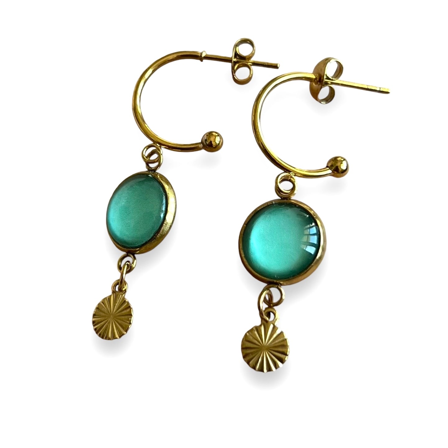 Turquoise golden HOOP EARRINGS