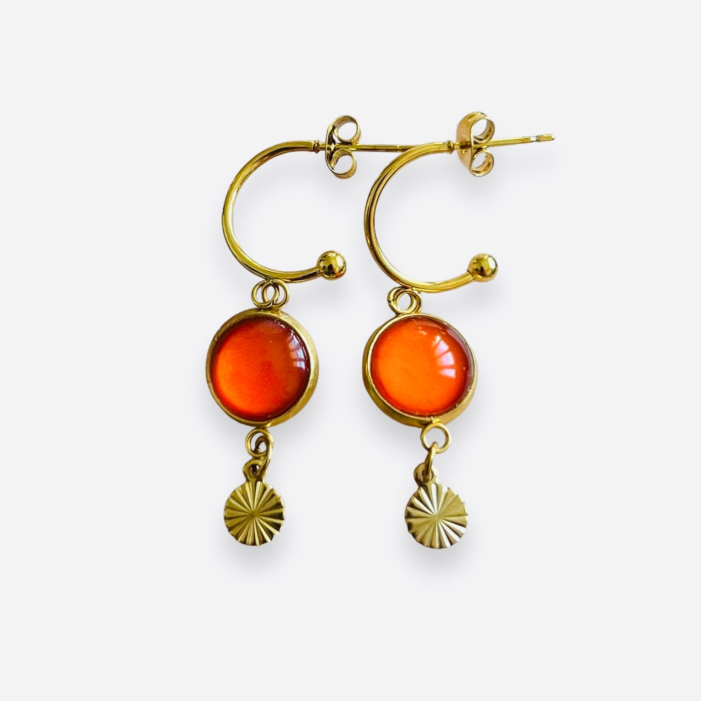 Orange golden/ silver HOOP EARRINGS