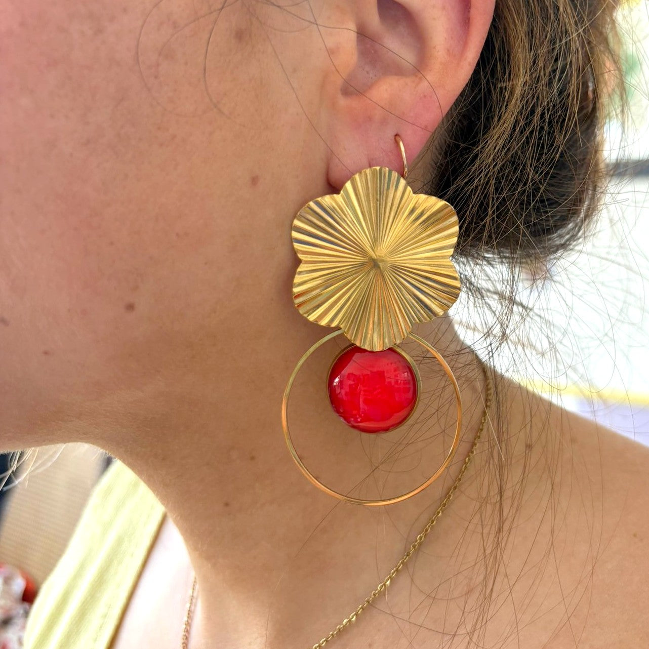 Grandes BOUCLES D'OREILLES bohèmes rouges
