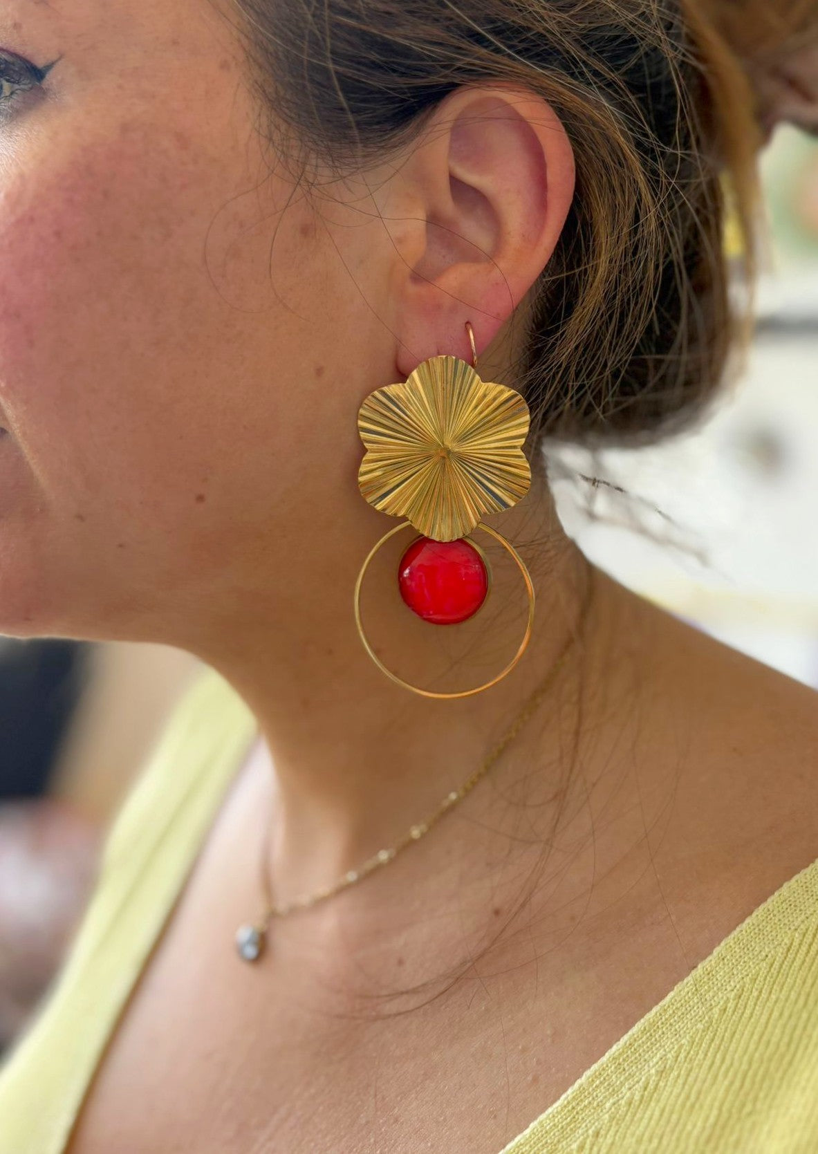 Grandes BOUCLES D'OREILLES bohèmes rouges