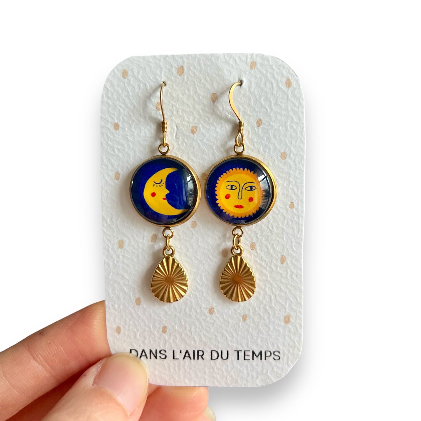 Mismatched Sun and Moon earrings