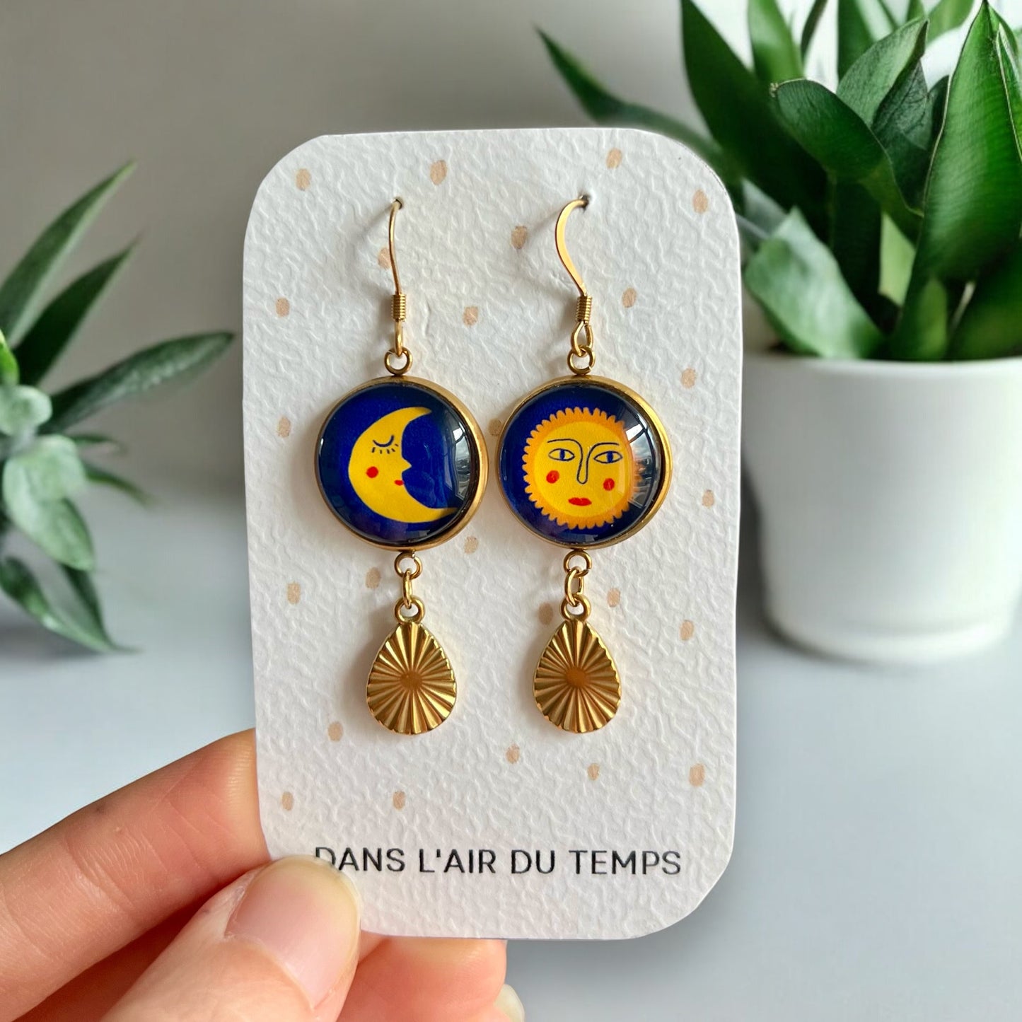 Mismatched Sun and Moon earrings