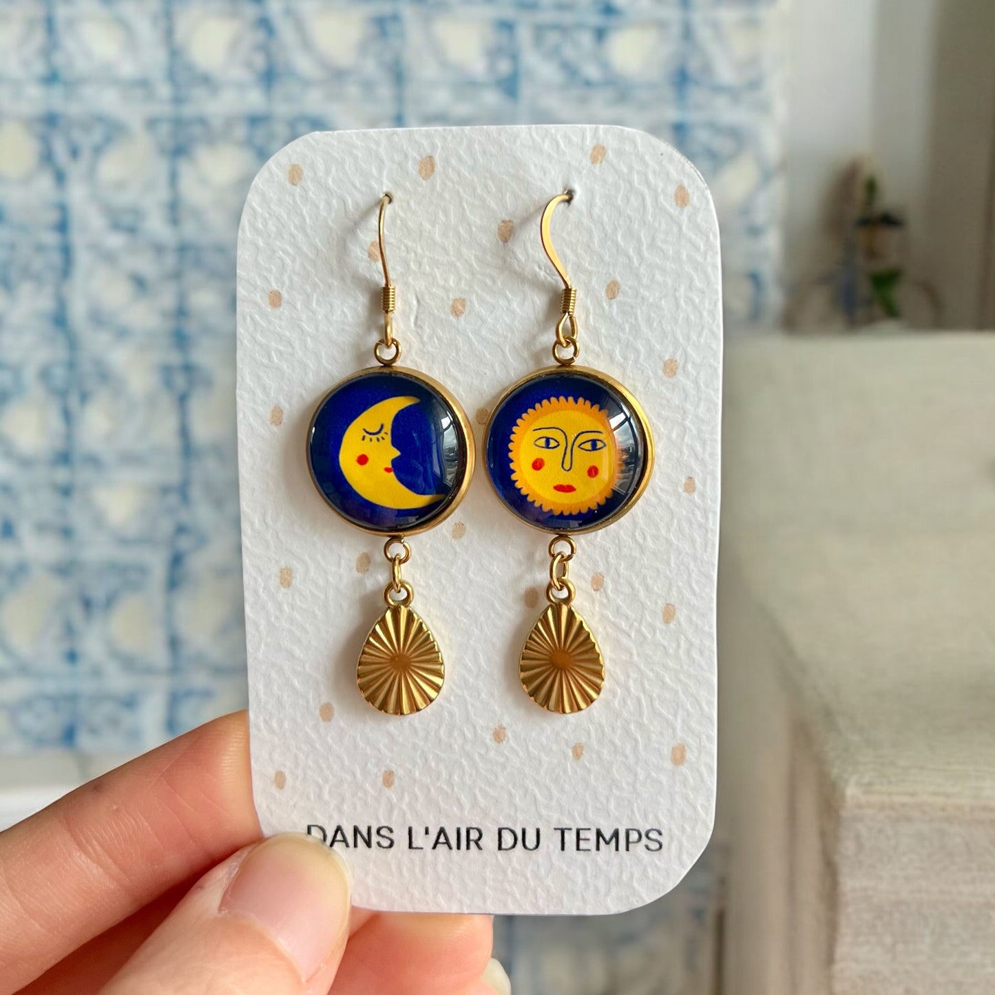 Mismatched Sun and Moon earrings