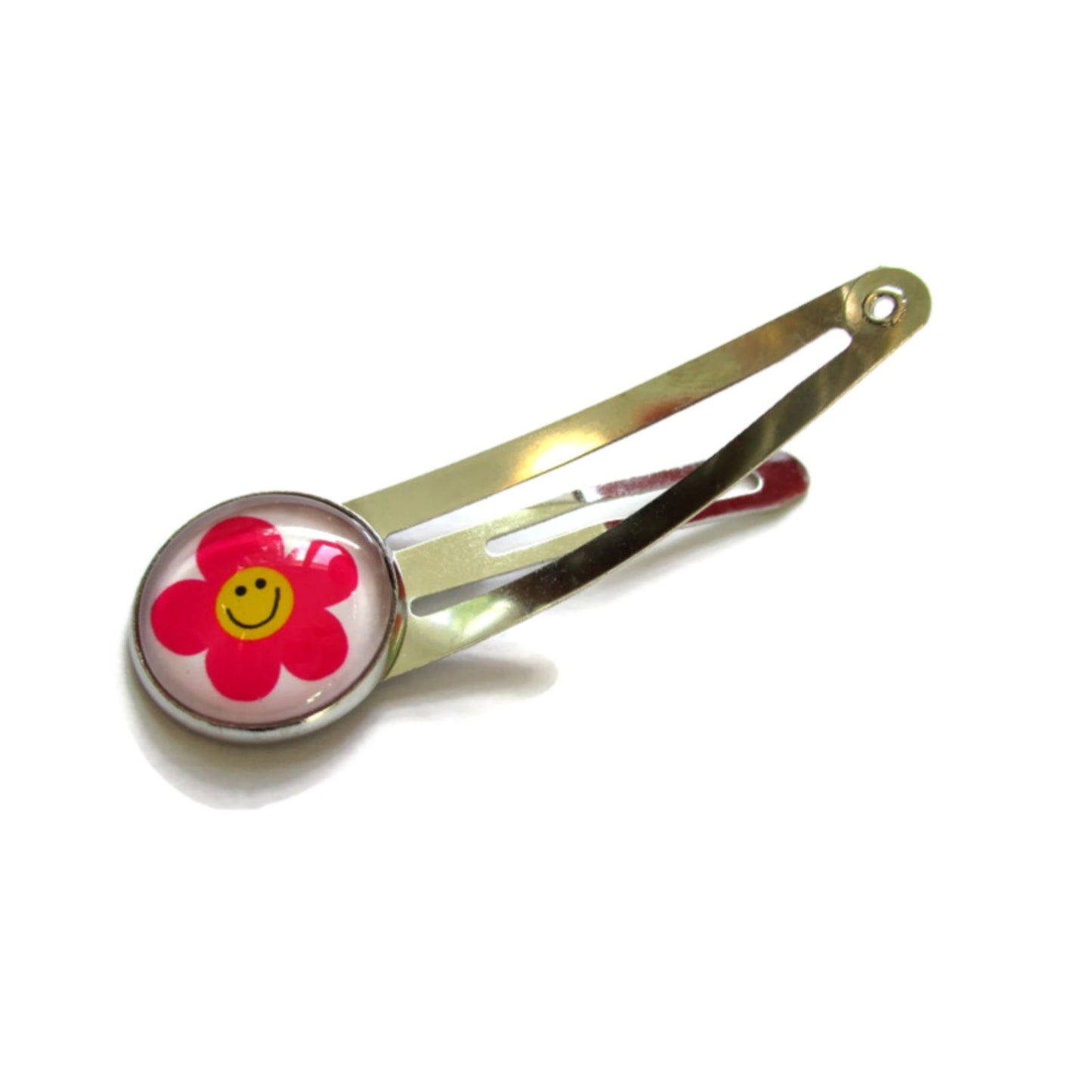 Pink Smiley Flower Hair Clip