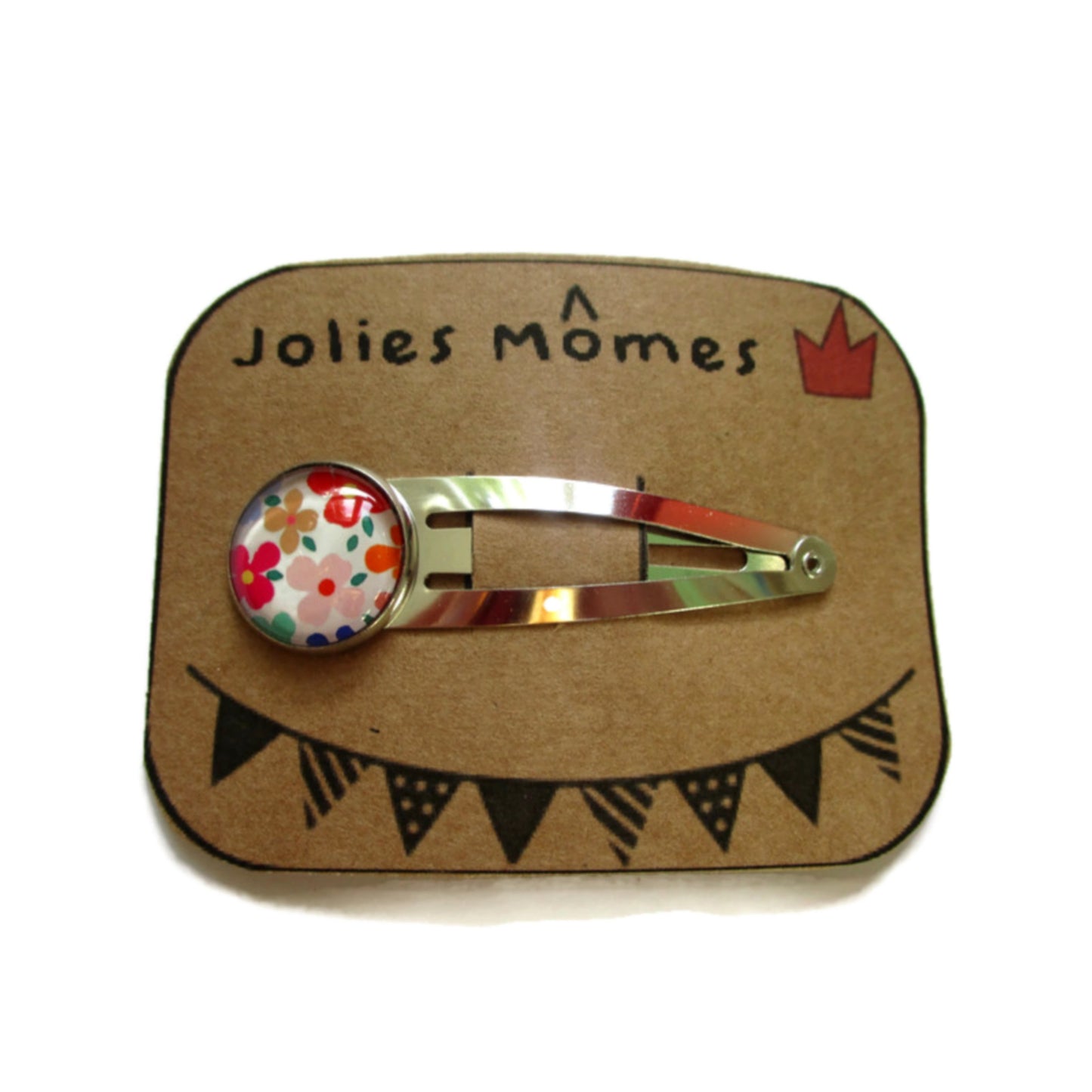 Barrette Enfant Motif Liberty Rose et Orange