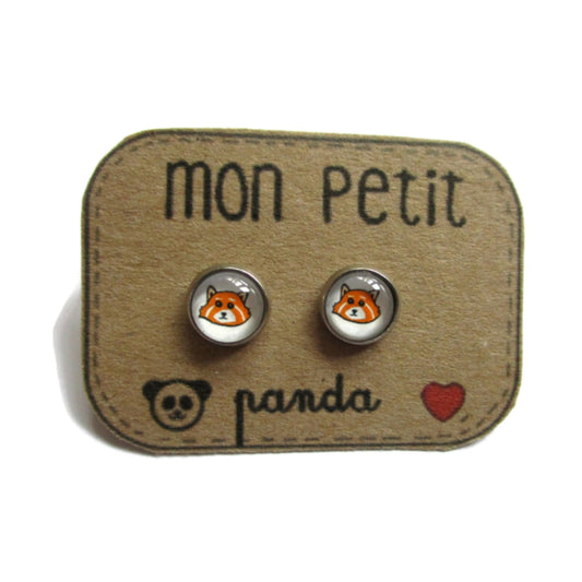 Red panda stud earrings 