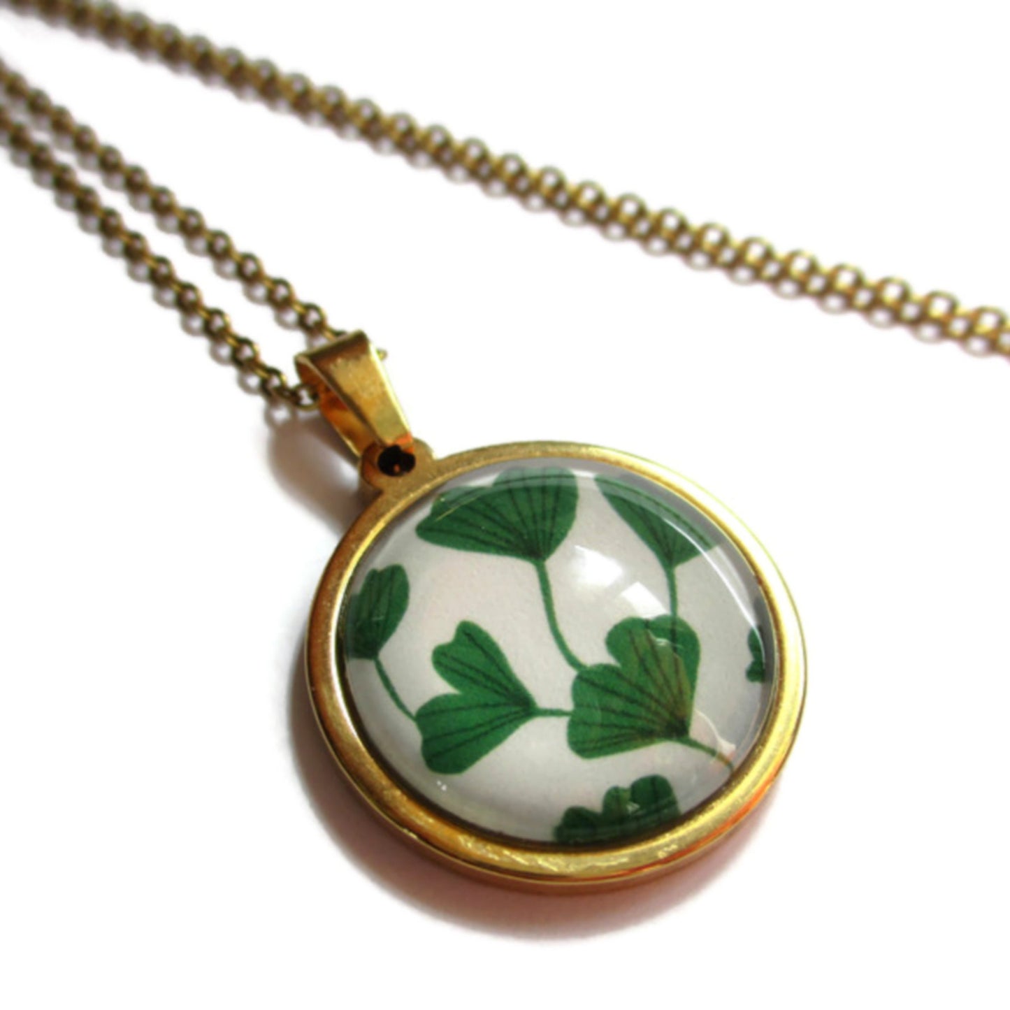 COLLIER Feuilles de ginkgo, bijoux verts, collier feuilles verte, nature