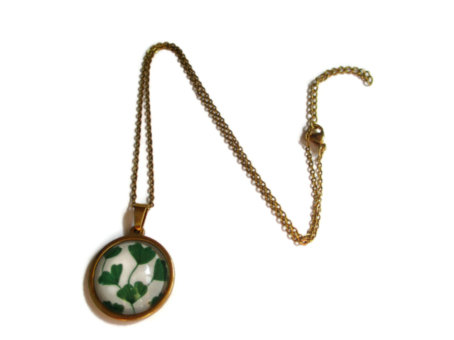 COLLIER Feuilles de ginkgo, bijoux verts, collier feuilles verte, nature