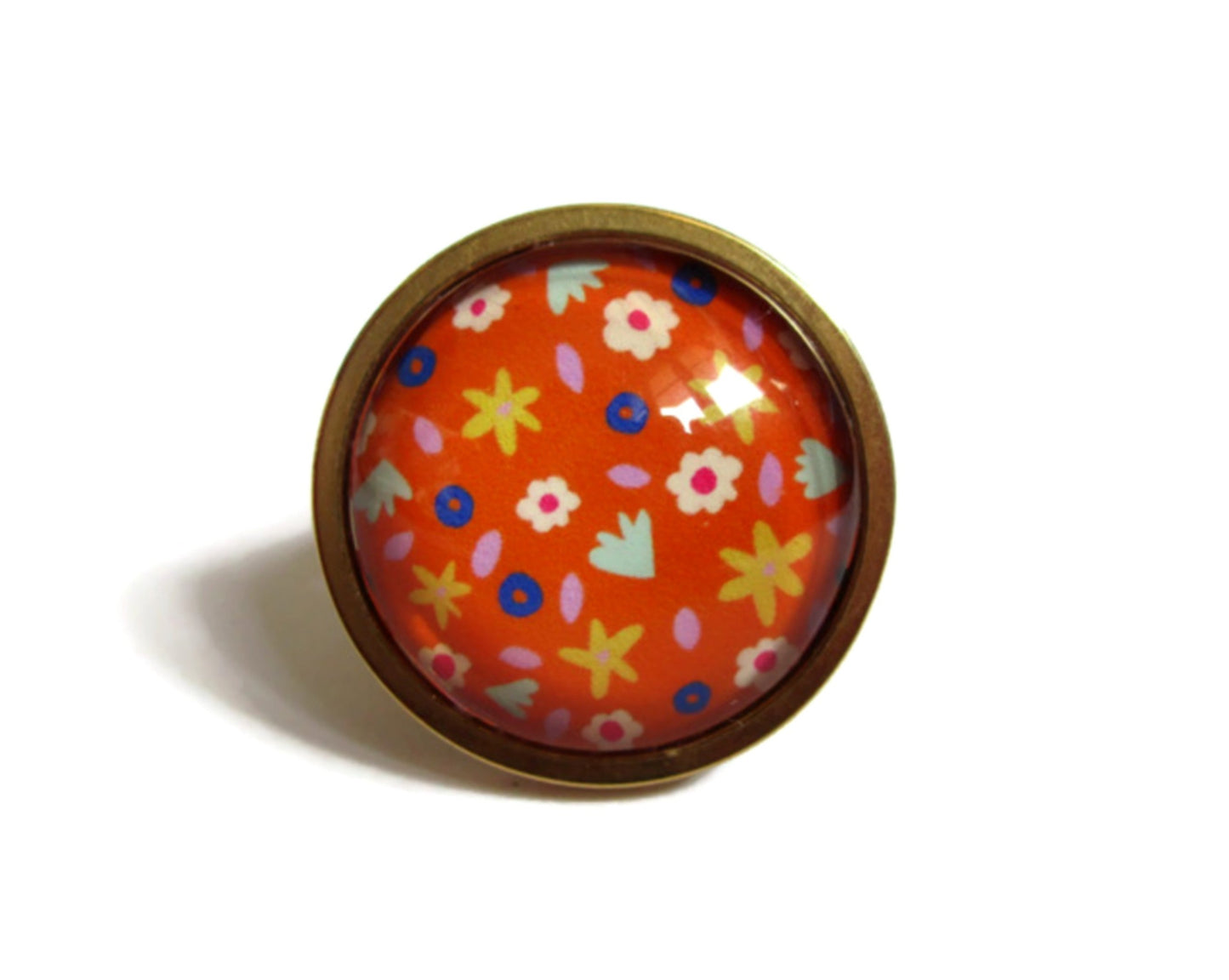 gold Orange Floral Ring